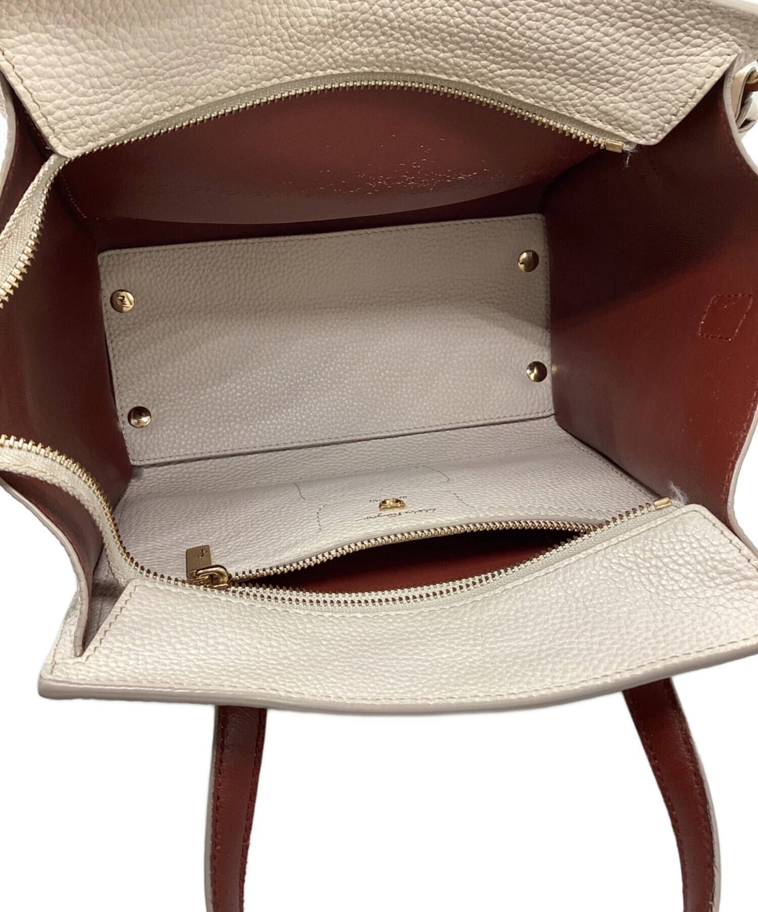 Feragammo フェラガモ 赤茶 リザード 2way バッグ □レア美品