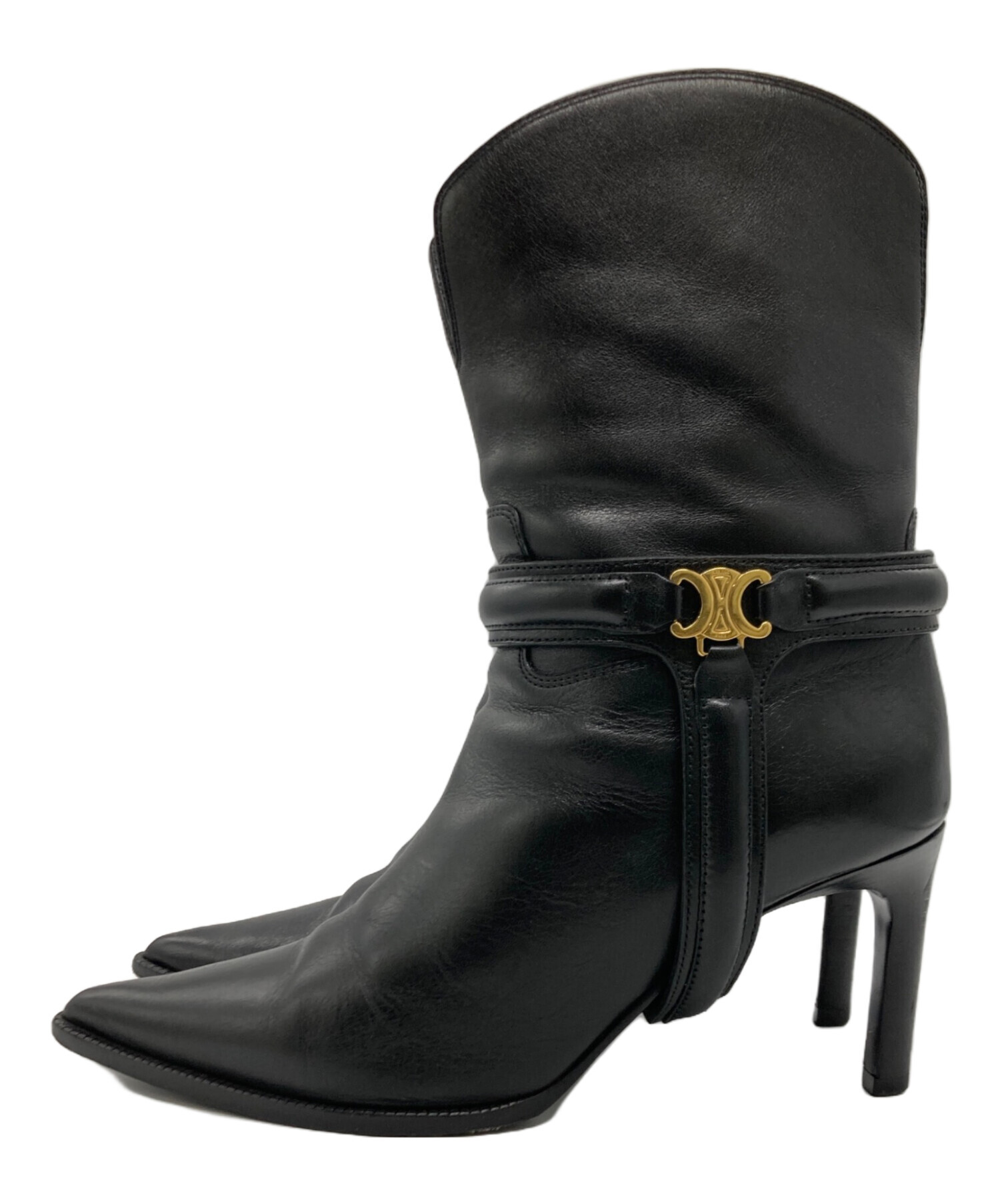 美品】セリーヌ CELINE バルキーハーネスミッドバイカーブーツ