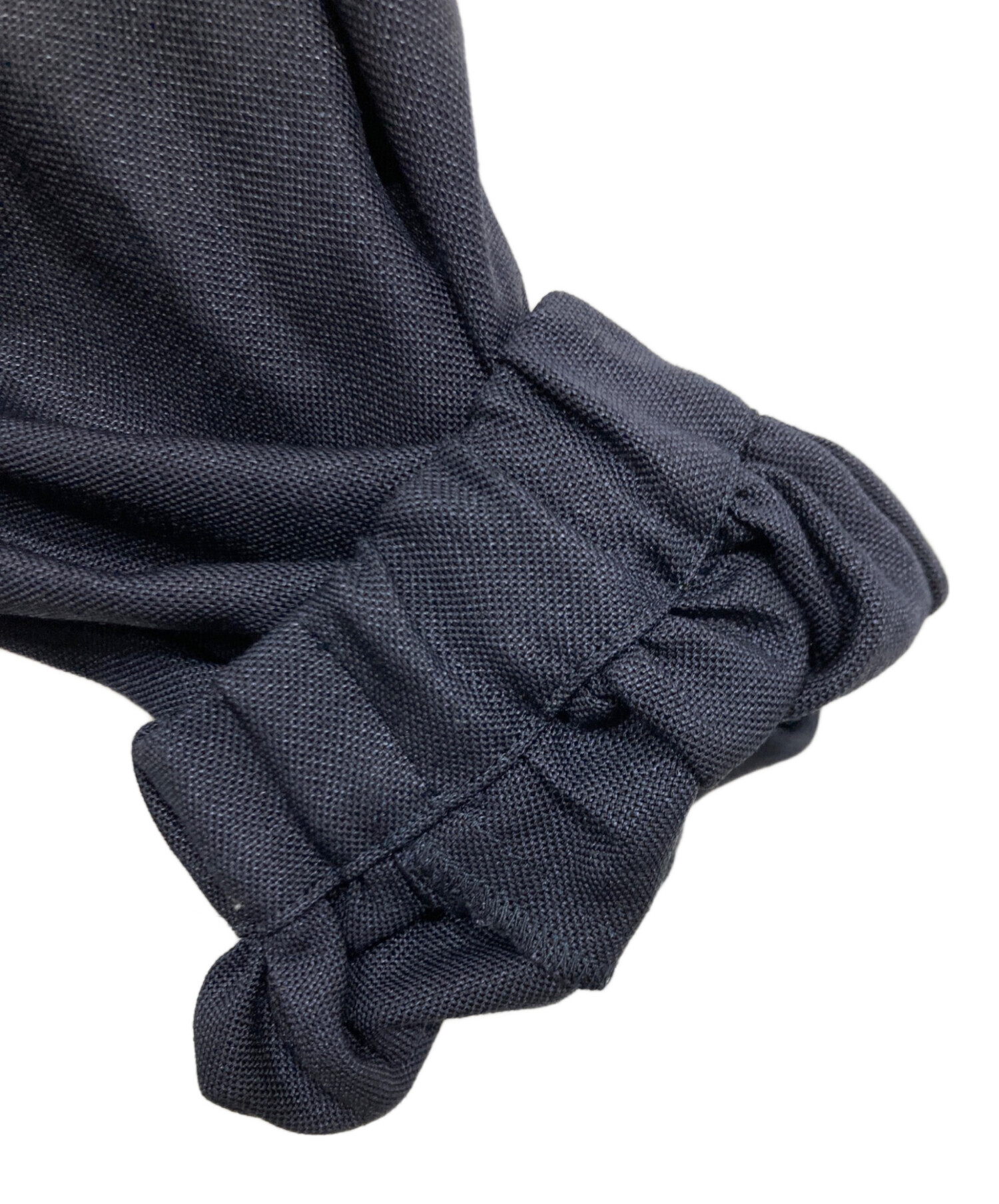 yori ヨリネイビードライツイードパフブラウス