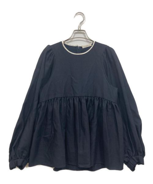 中古・古着通販】YORI (ヨリ) ドライツイードパフブラウス ネイビー