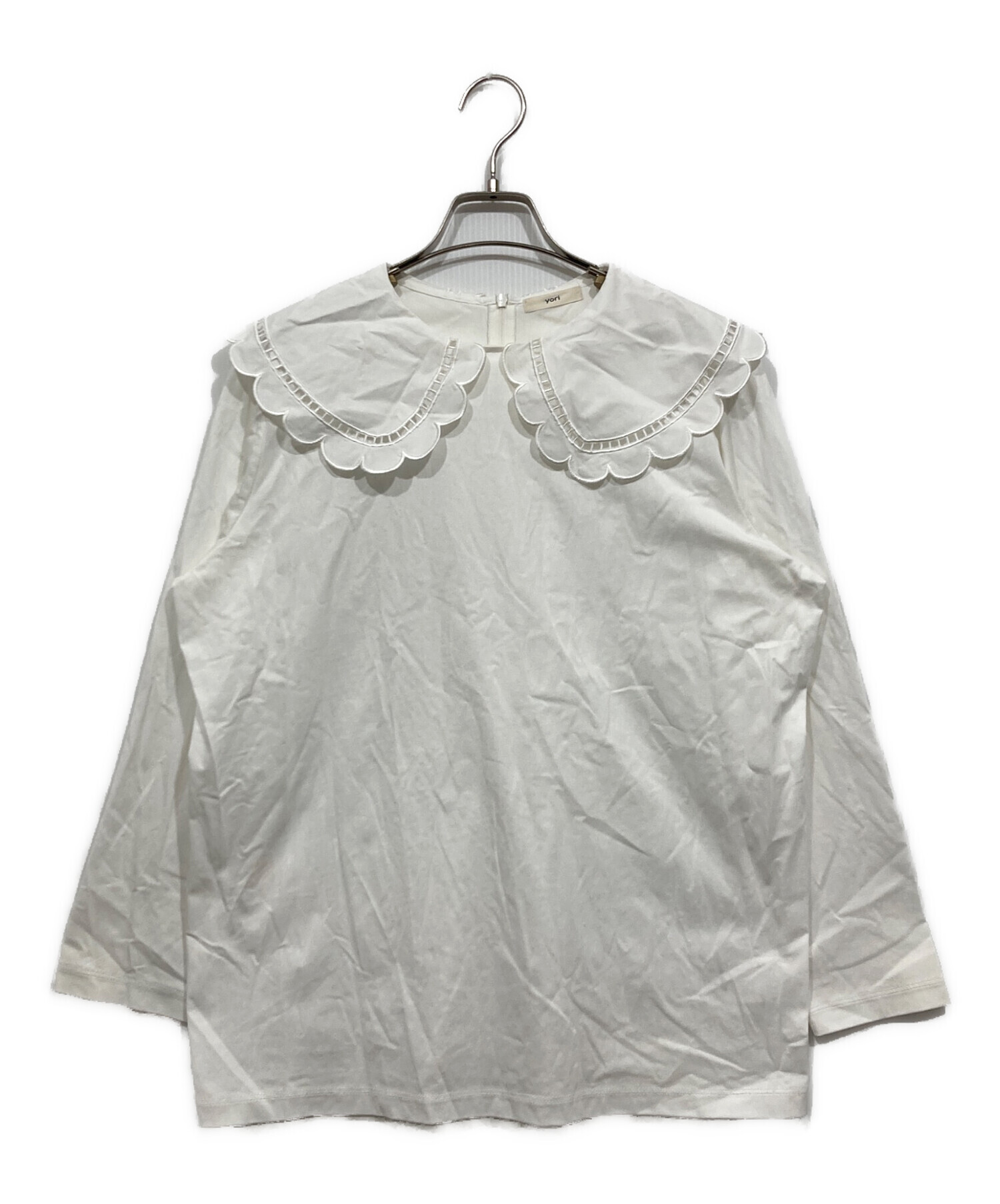 中古・古着通販】YORI (ヨリ) スカラップカラーロンTEE ホワイト