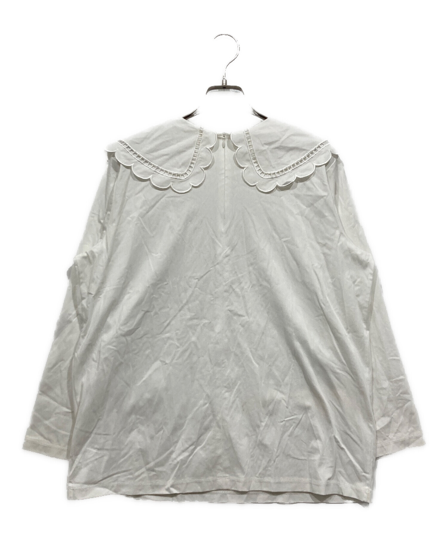 中古・古着通販】YORI (ヨリ) スカラップカラーロンTEE ホワイト