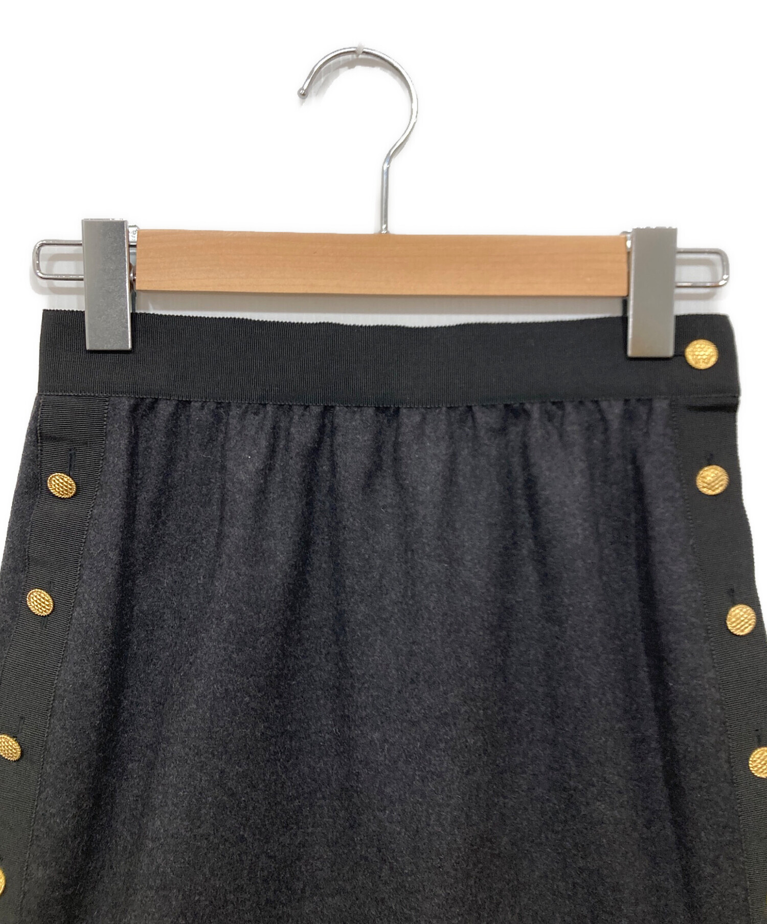 【美品】CHANEL シャネル 台形スカート ミニ ツイード ネイビー ロゴ 中古・古着通販】CHANEL (シャネル) 台形スカート グレー サイズ:36