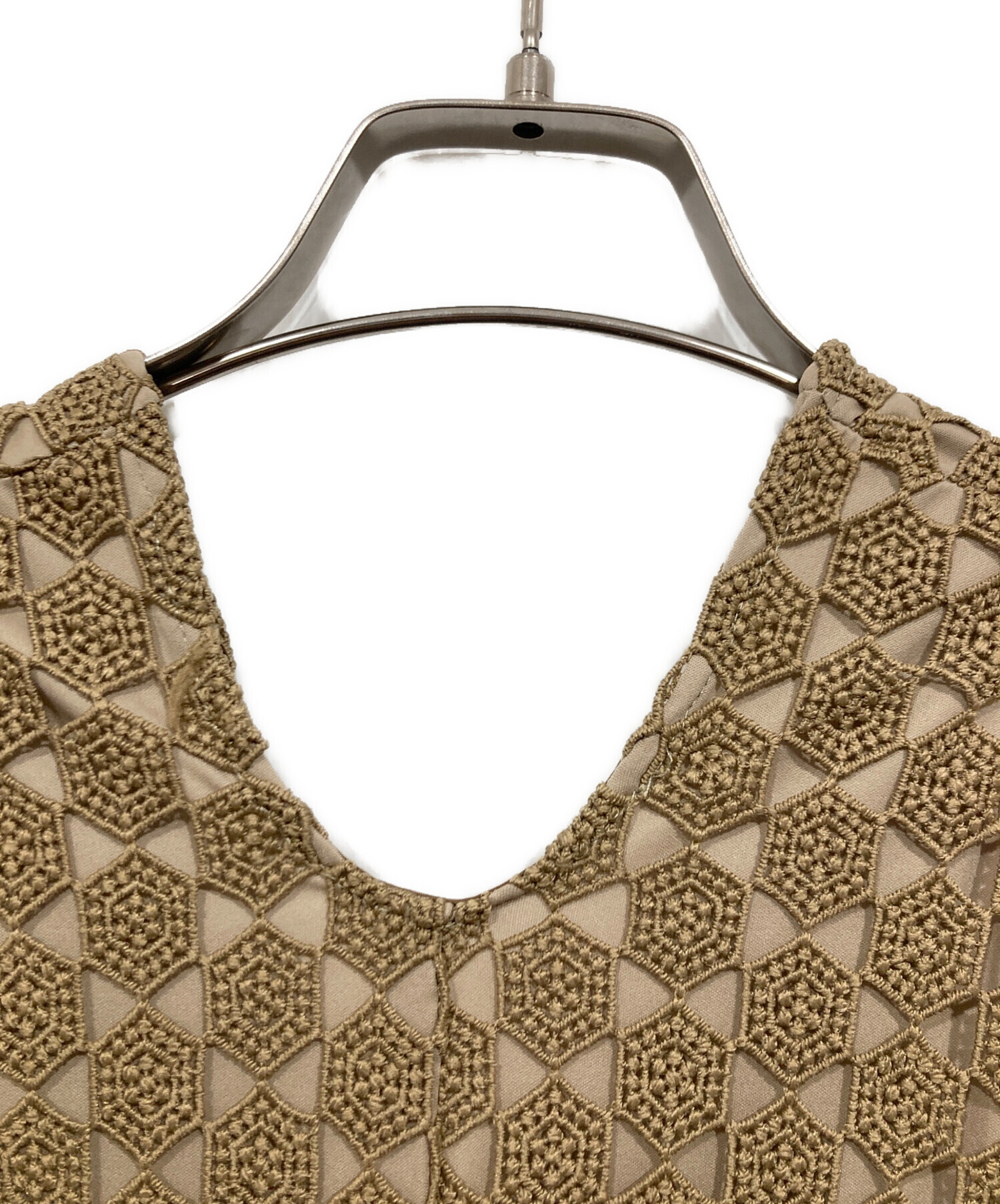 中古・古着通販】Louren (ローレン) geometry lace dress ベージュ 