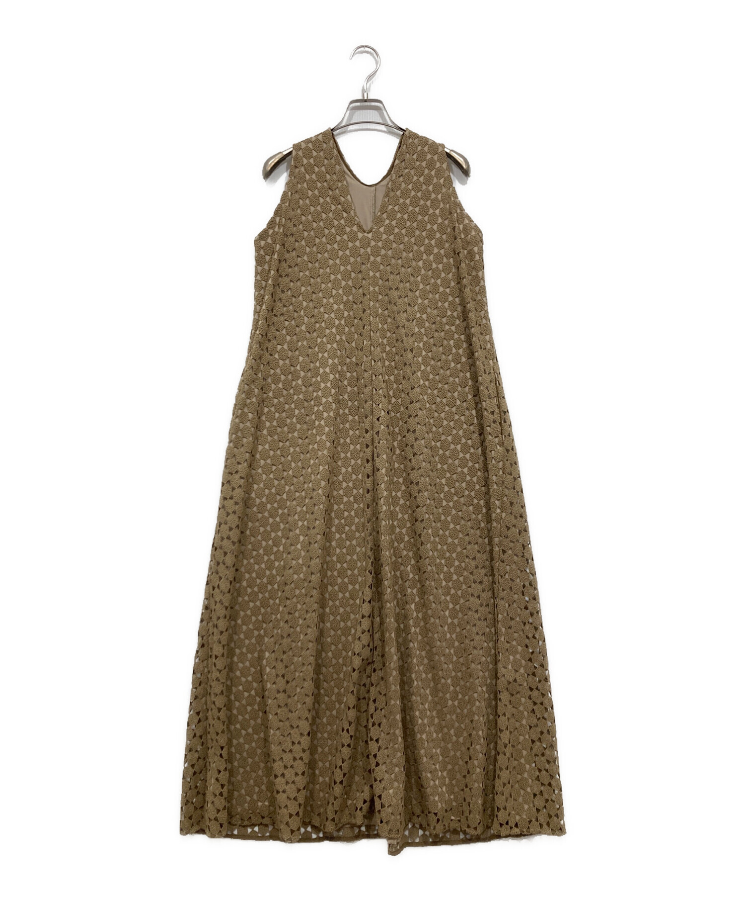 中古・古着通販】Louren (ローレン) geometry lace dress ベージュ 