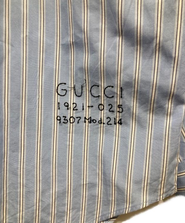 中古・古着通販】GUCCI (グッチ) 刺繍ストライプシャツ ブルー