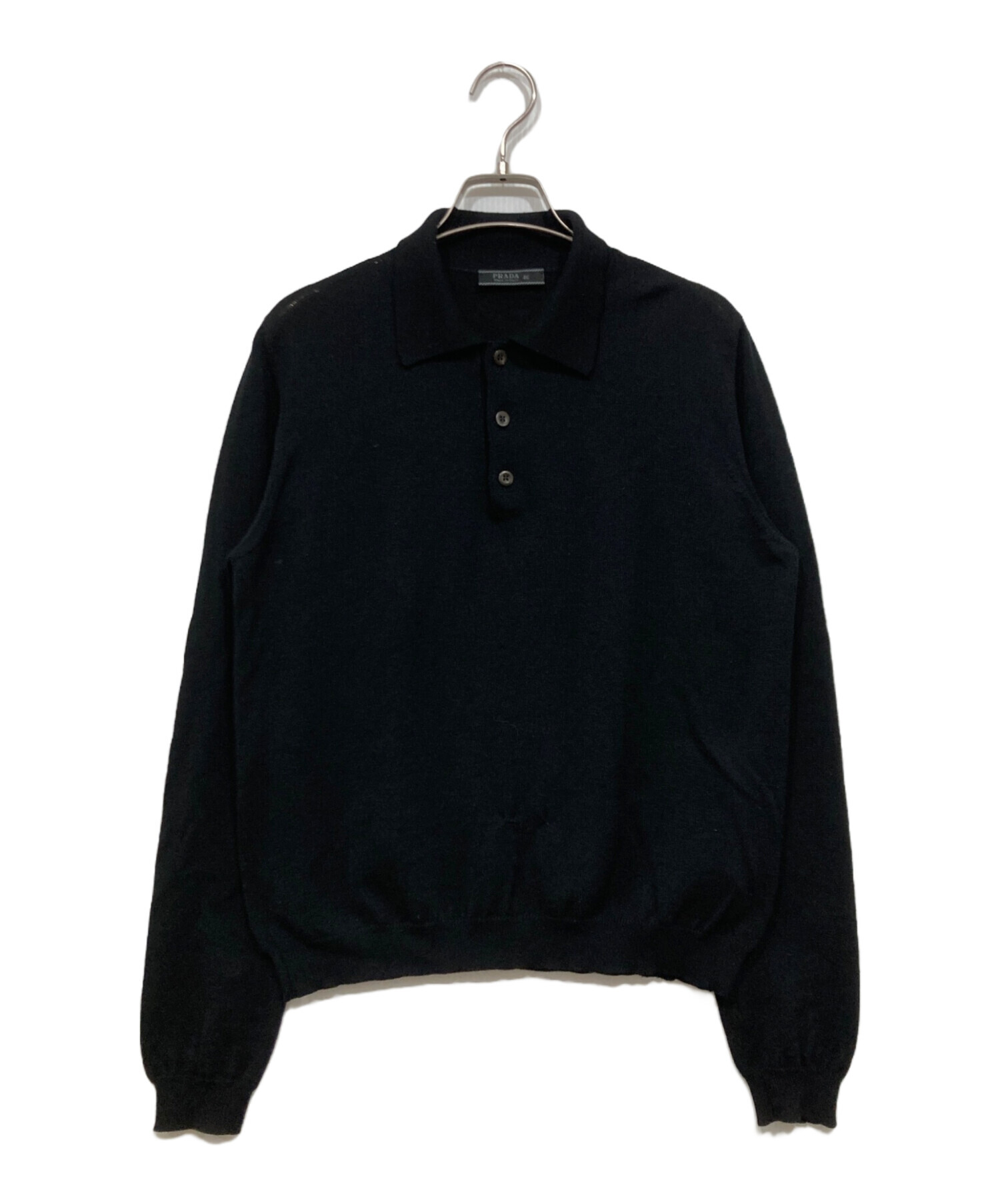 中古・古着通販】PRADA (プラダ) ニットポロシャツ ブラック サイズ:46