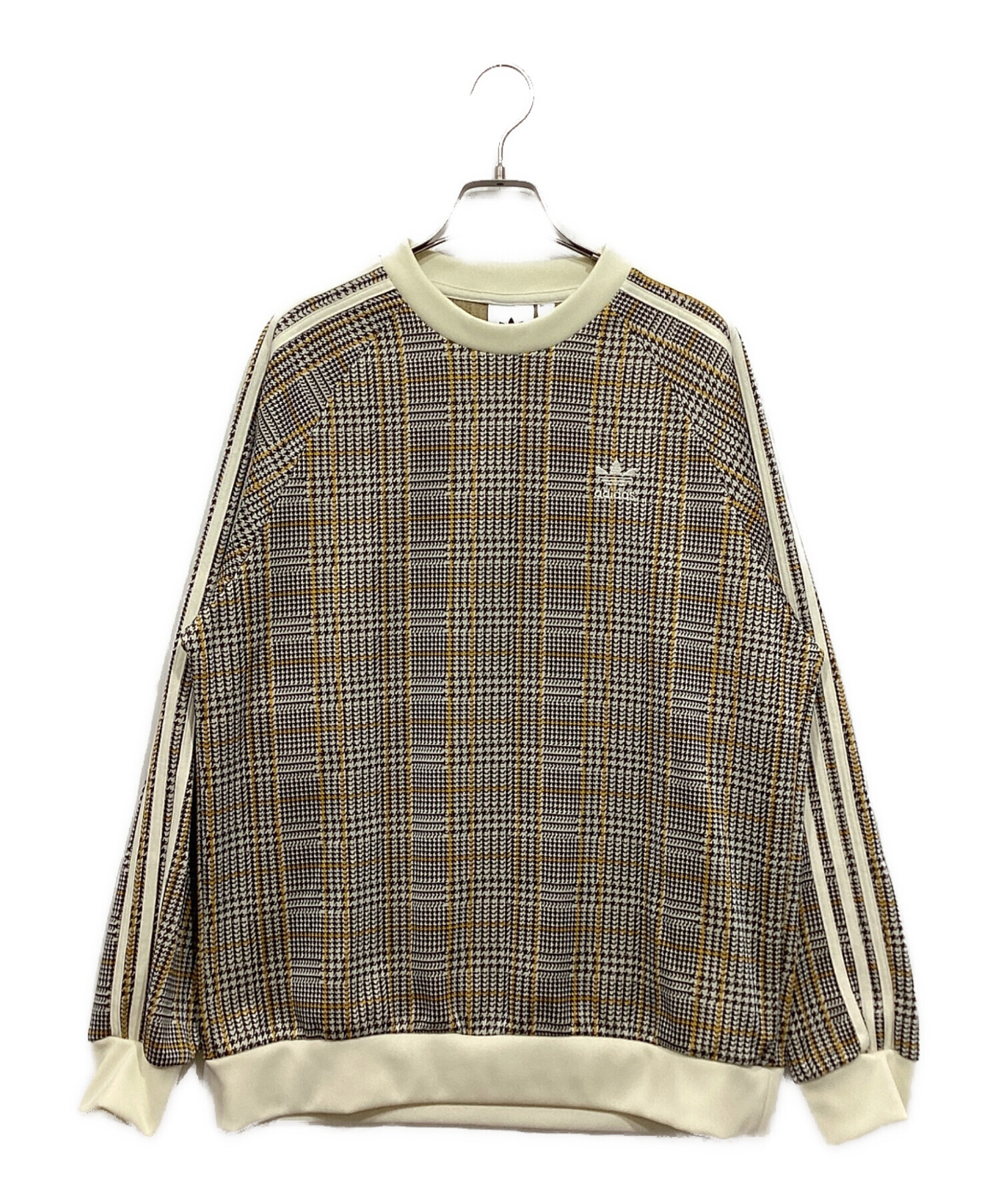 【即納/美品】adidas アディダス 千鳥格子スウェットシャツED7019 中古・古着通販】adidas (アディダス) 千鳥格子カットソー イエロー