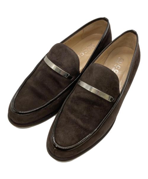 未使用品 GUCCI グッチ スエード シルバープレートロゴ 36 1/2 未使用品 GUCCI グッチ スエード シルバープレートロゴ 36 1/2