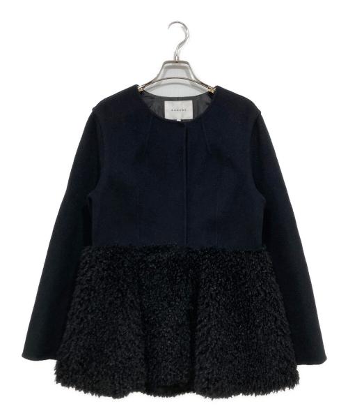 中古・古着通販】CADUNE (カデュネ) プードルペプラムコート ブラック