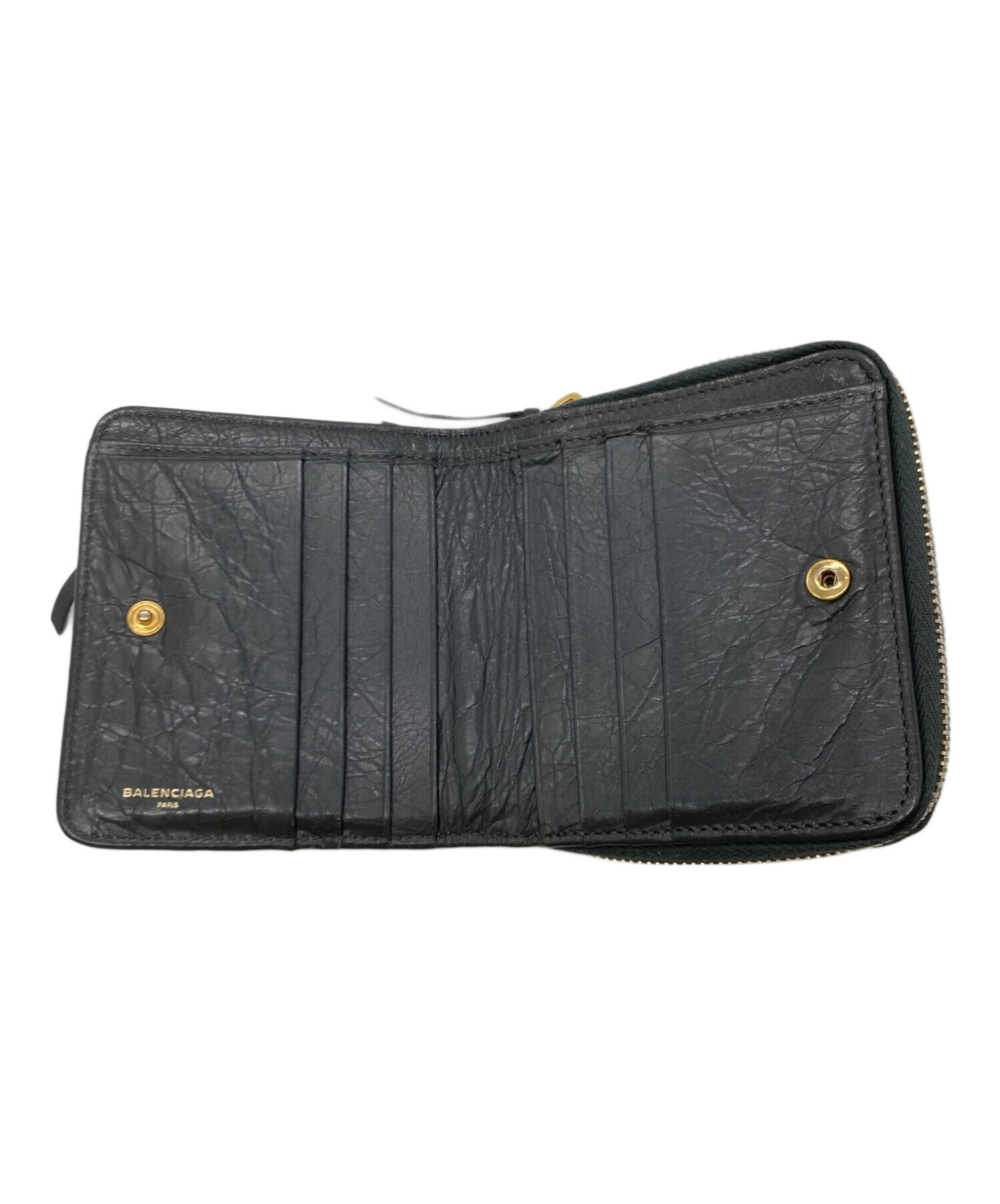 ⭐️ 美品 バレンシアガ ロゴ コンパクト ジップ 二つ折り財布 ブラック 鑑定済 60397balenciagafront.jpg