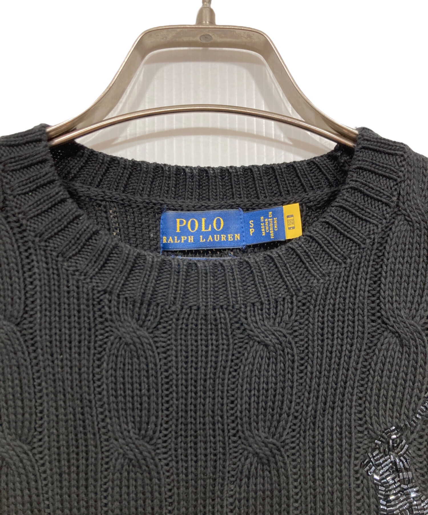ラルフローレン 半袖 ケーブル ニット Sサイズ ブラック 中古・古着通販】POLO RALPH LAUREN (ポロ・ラルフローレン) ケーブル