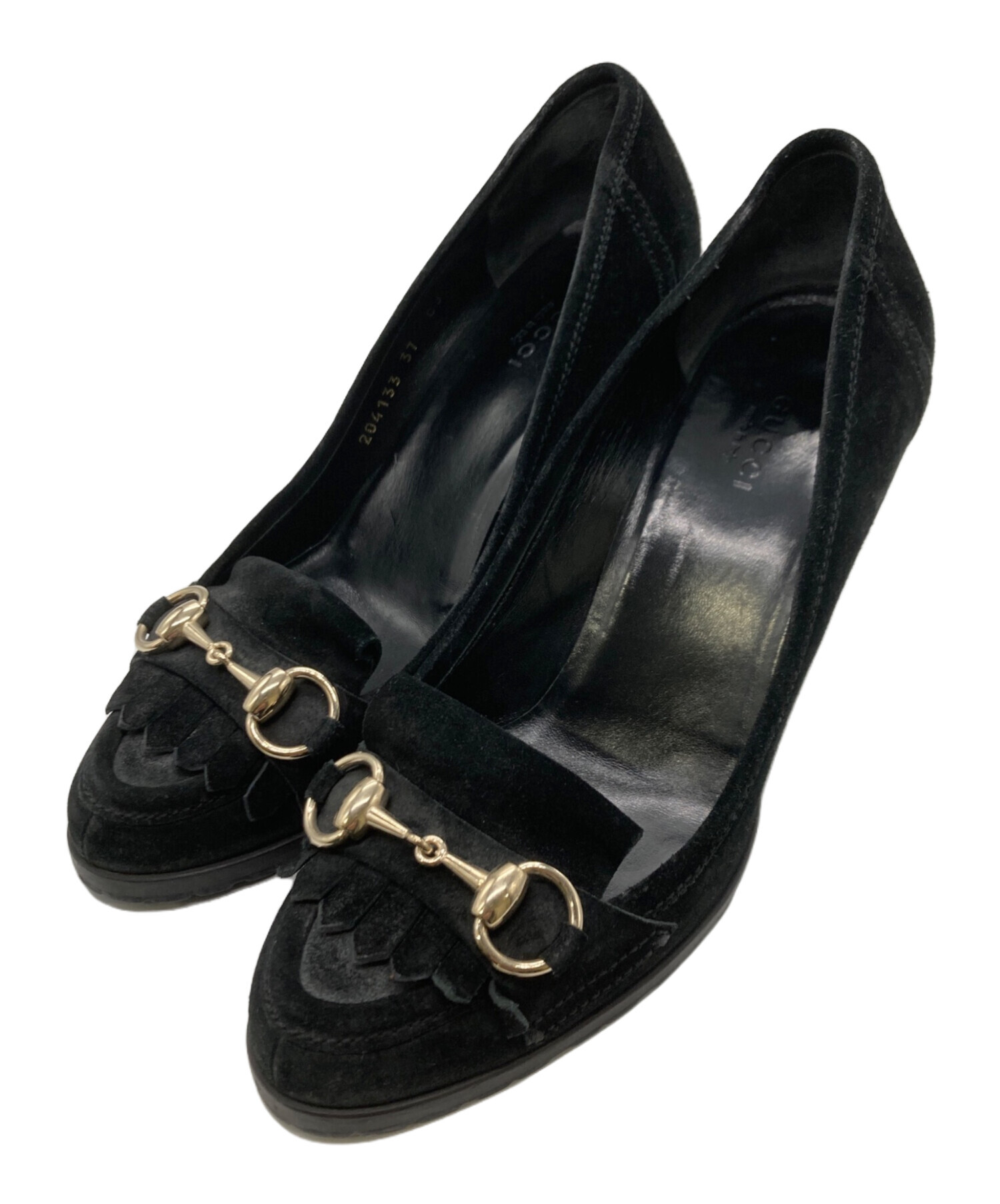 GUCCIグッチ パンプス 37 中古・古着通販】GUCCI (グッチ) スウェードパンプス ブラック サイズ