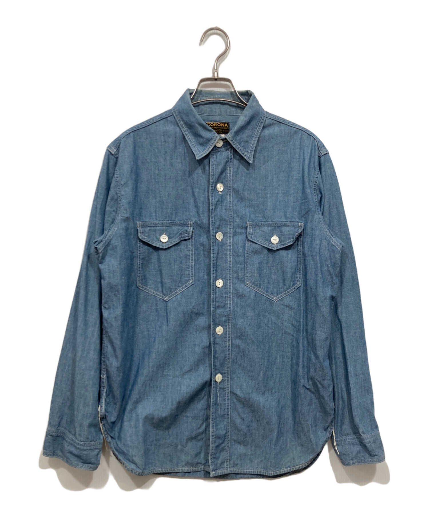 s*s様 CORONAシャンブレー生地ワークシャツsizeＳ　新品未使用品 中古・古着通販】CORONA (コロナ) シャンブレーシャツ ブルー サイズ:M