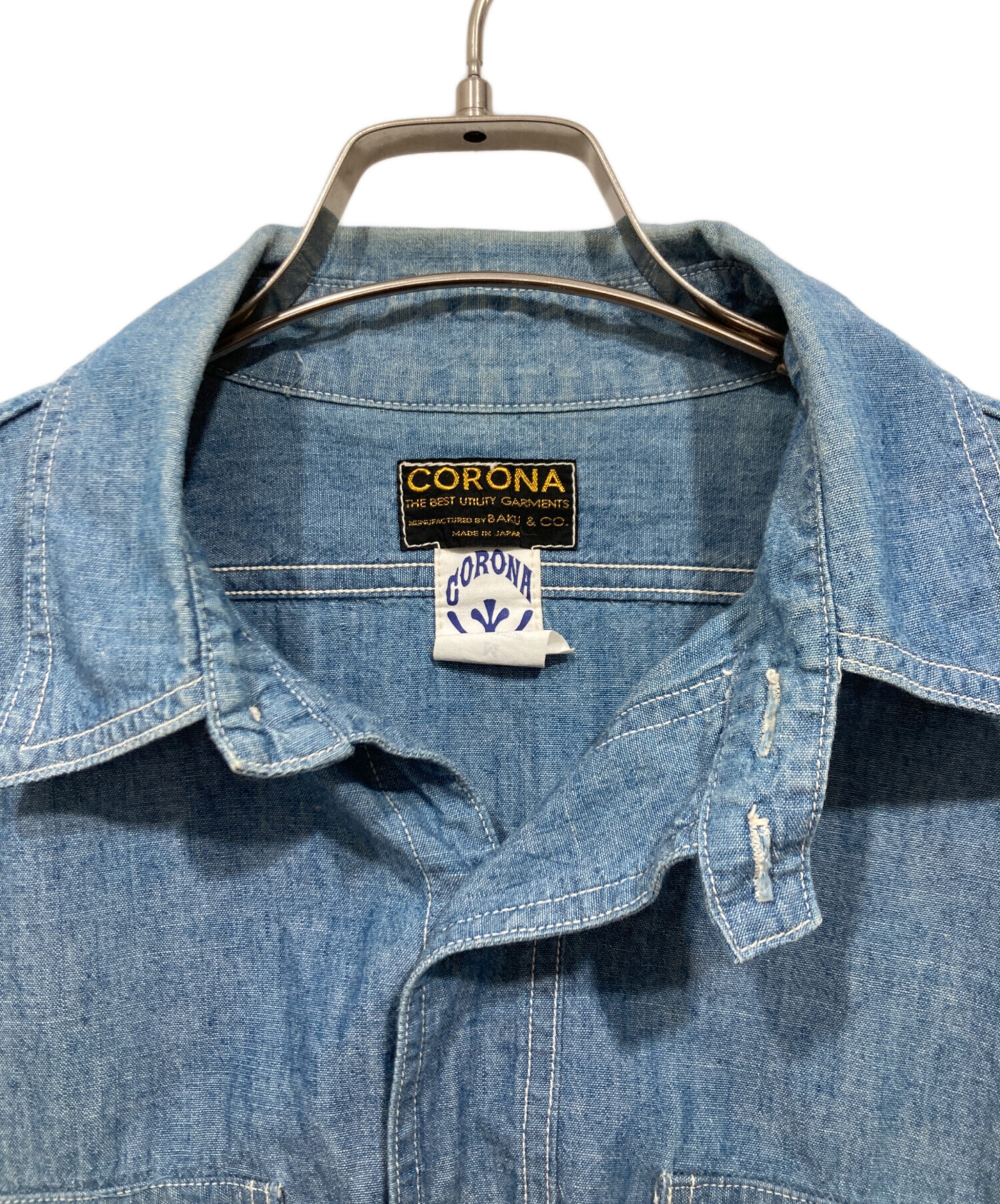 中古・古着通販】CORONA (コロナ) シャンブレーシャツ ブルー サイズ:M