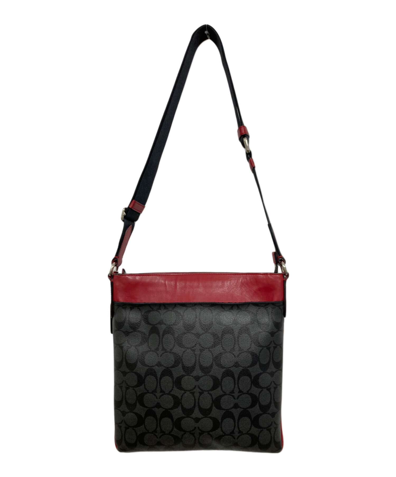 中古・古着通販】COACH (コーチ) ショルダーバッグ ブラック×レッド