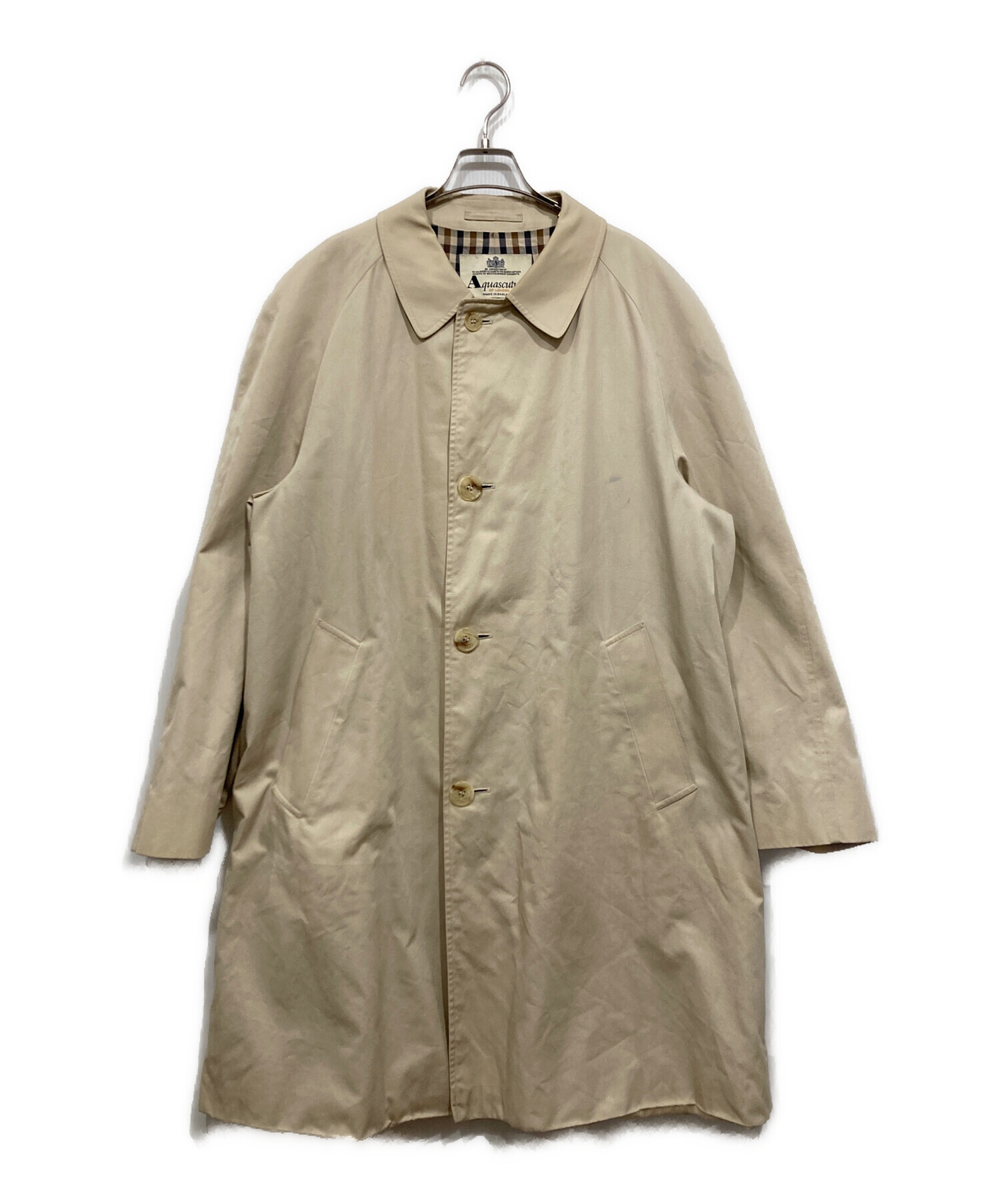 ほぼ未使用✨　アクアスキュータム　ステンカラーコート　ベージュ　メンズ　XL 中古・古着通販】Aquascutum (アクアスキュータム) ステンカラーコート