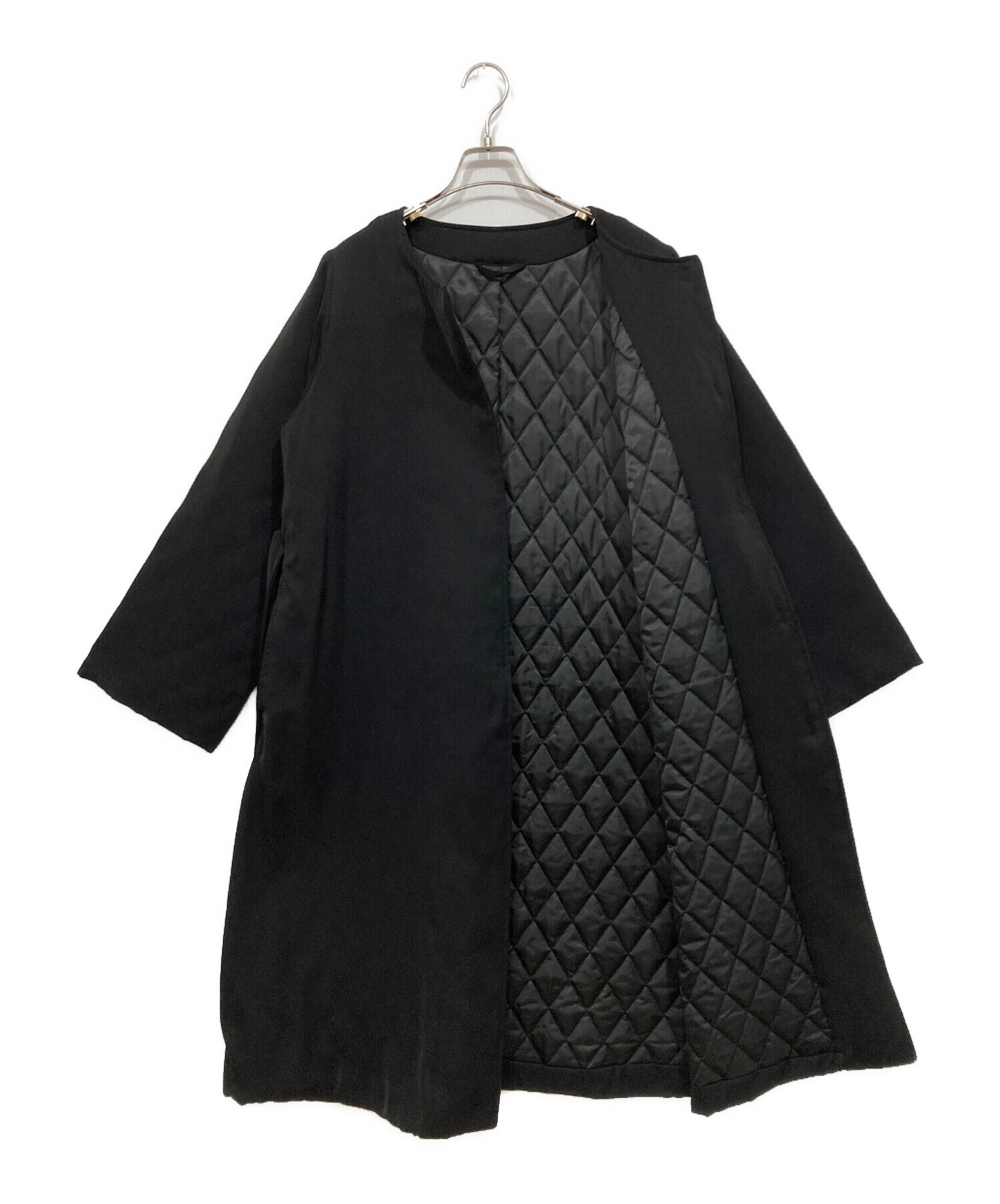 中古・古着通販】SOEJU (ソージュ) ノーカラーコート ブラック サイズ