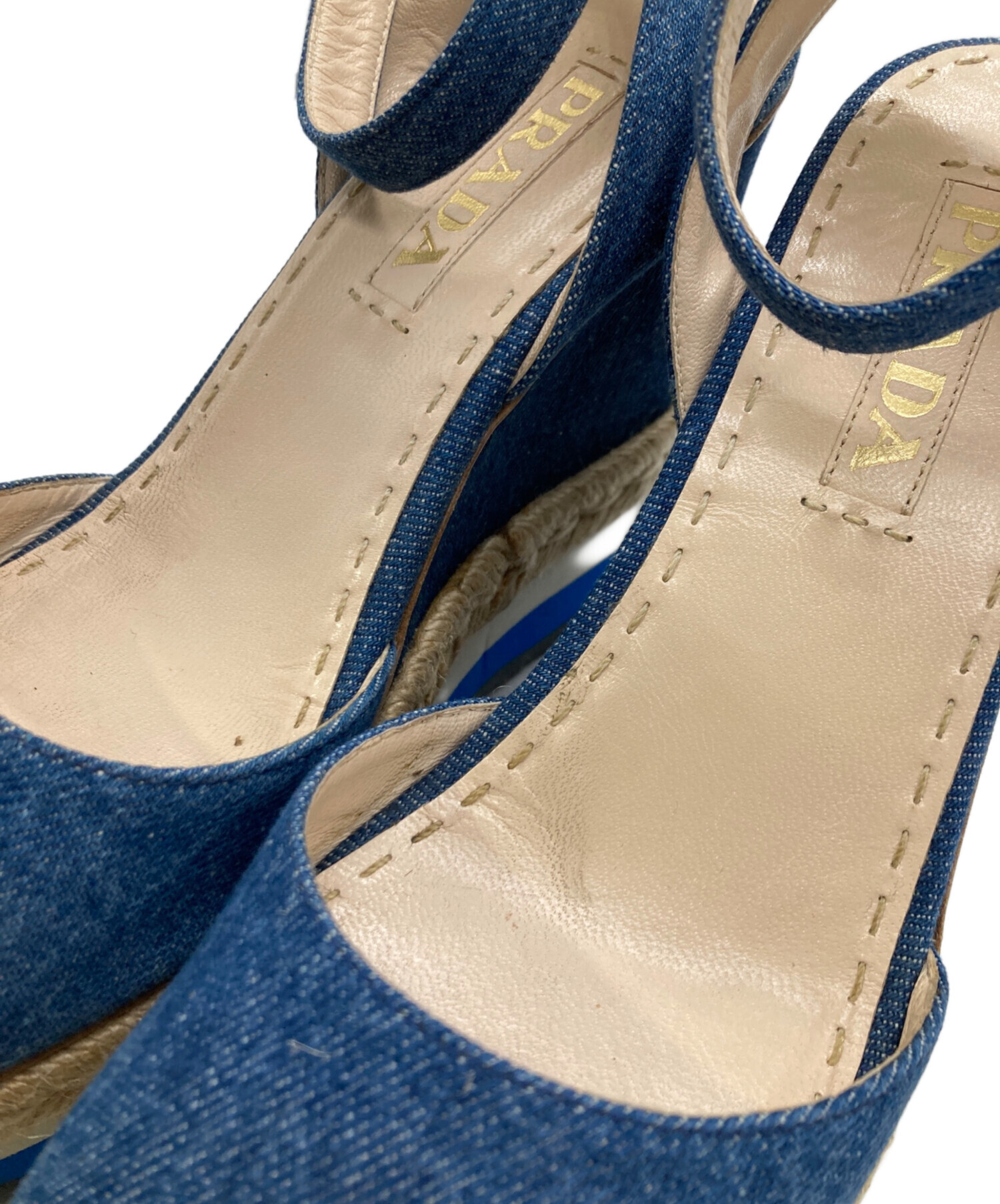 中古・古着通販】PRADA (プラダ) デニムストラップサンダル