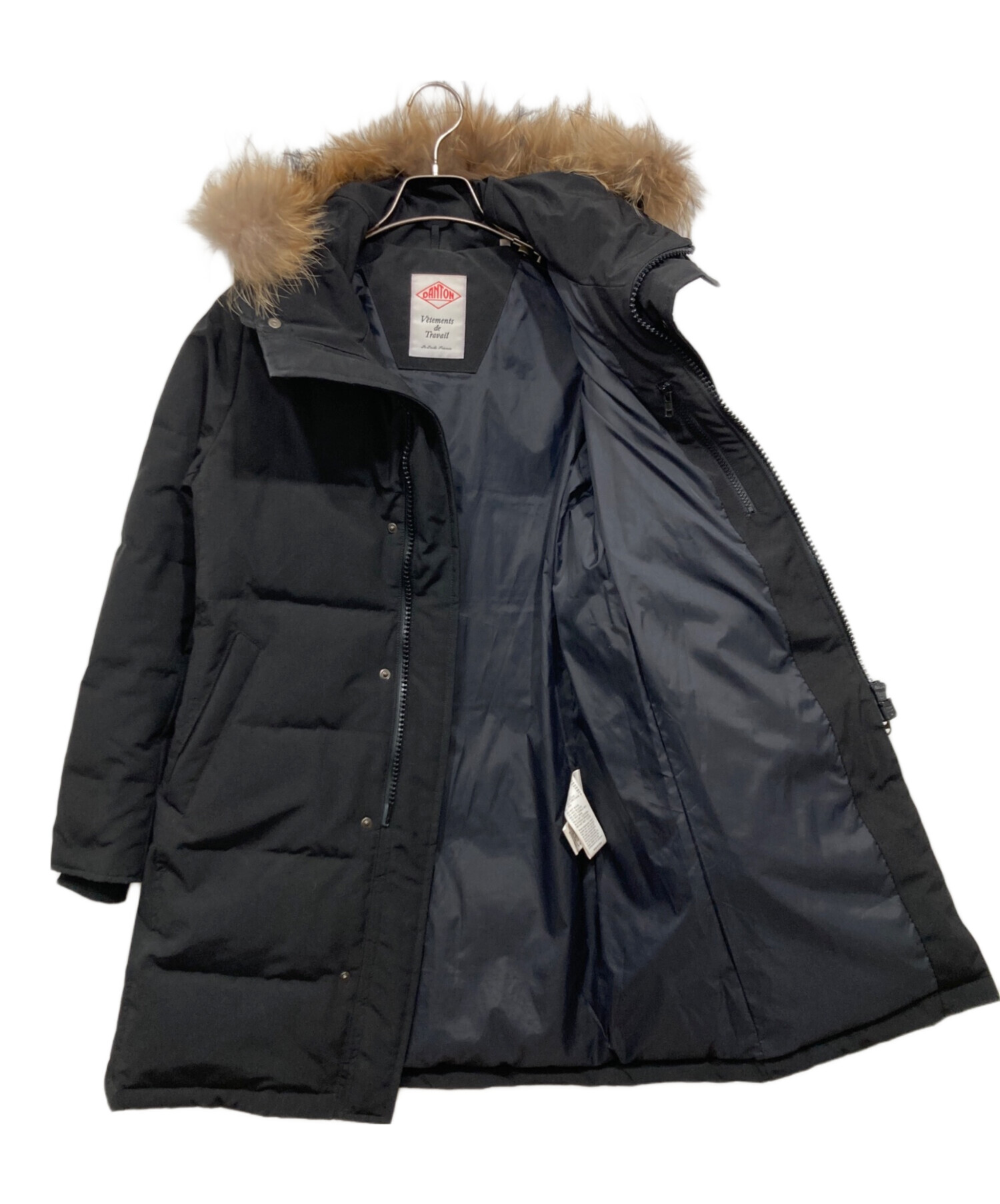 ♪ダントン フード付きダウンコート 36 ブラック 訳あり美品 中古・古着通販】DANTON (ダントン) フード付きダウンコート ブラック