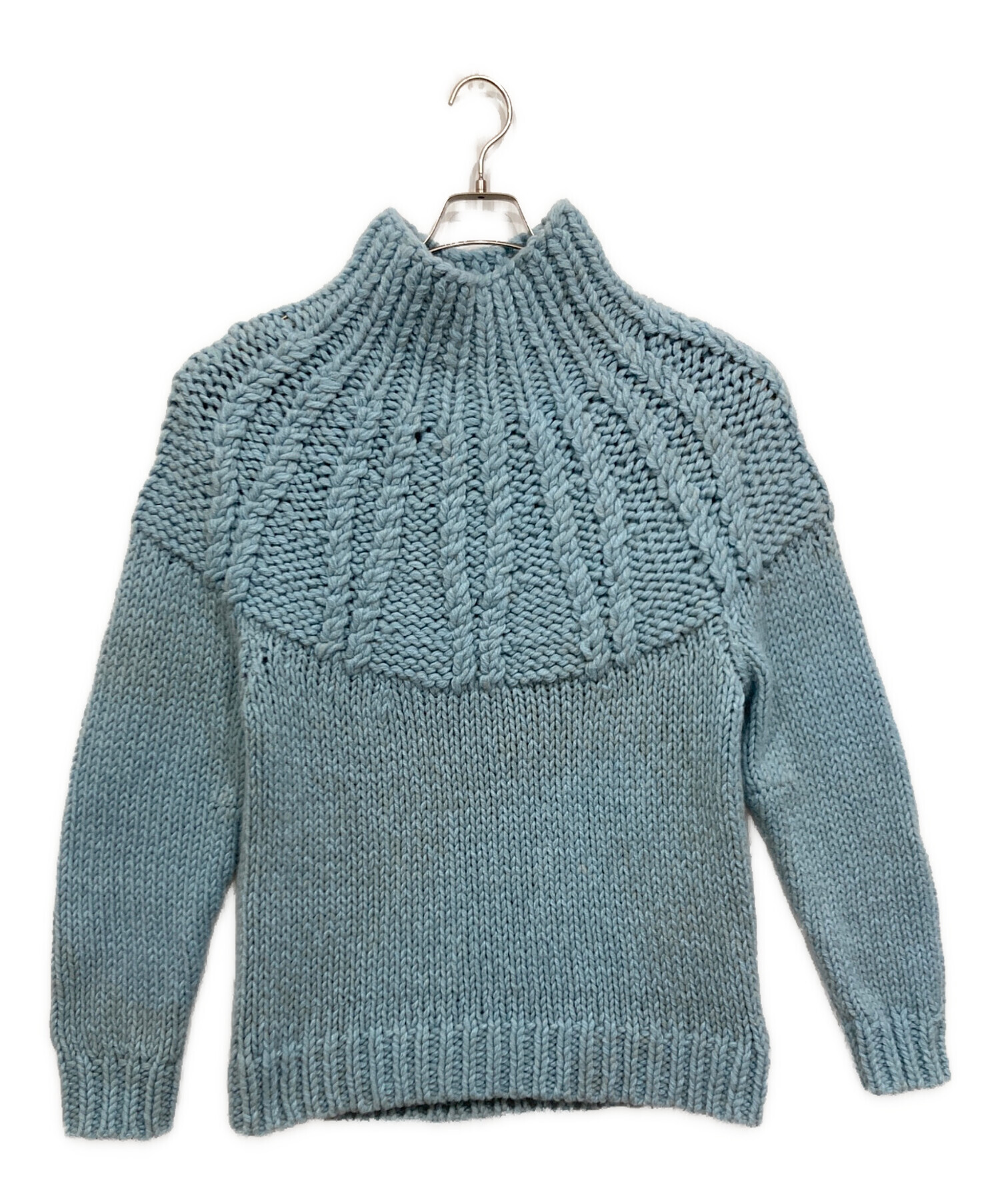 中古・古着通販】CLANE (クラネ) CHUNKY CABLE HAND KNIT TOPS ブルー 