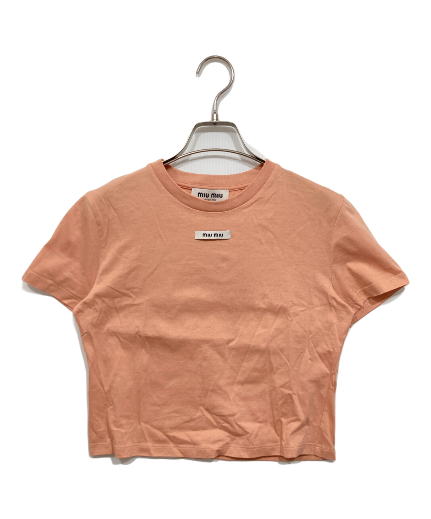 中古・古着通販】MIU MIU (ミュウミュウ) ロゴラベルTシャツ ピンク