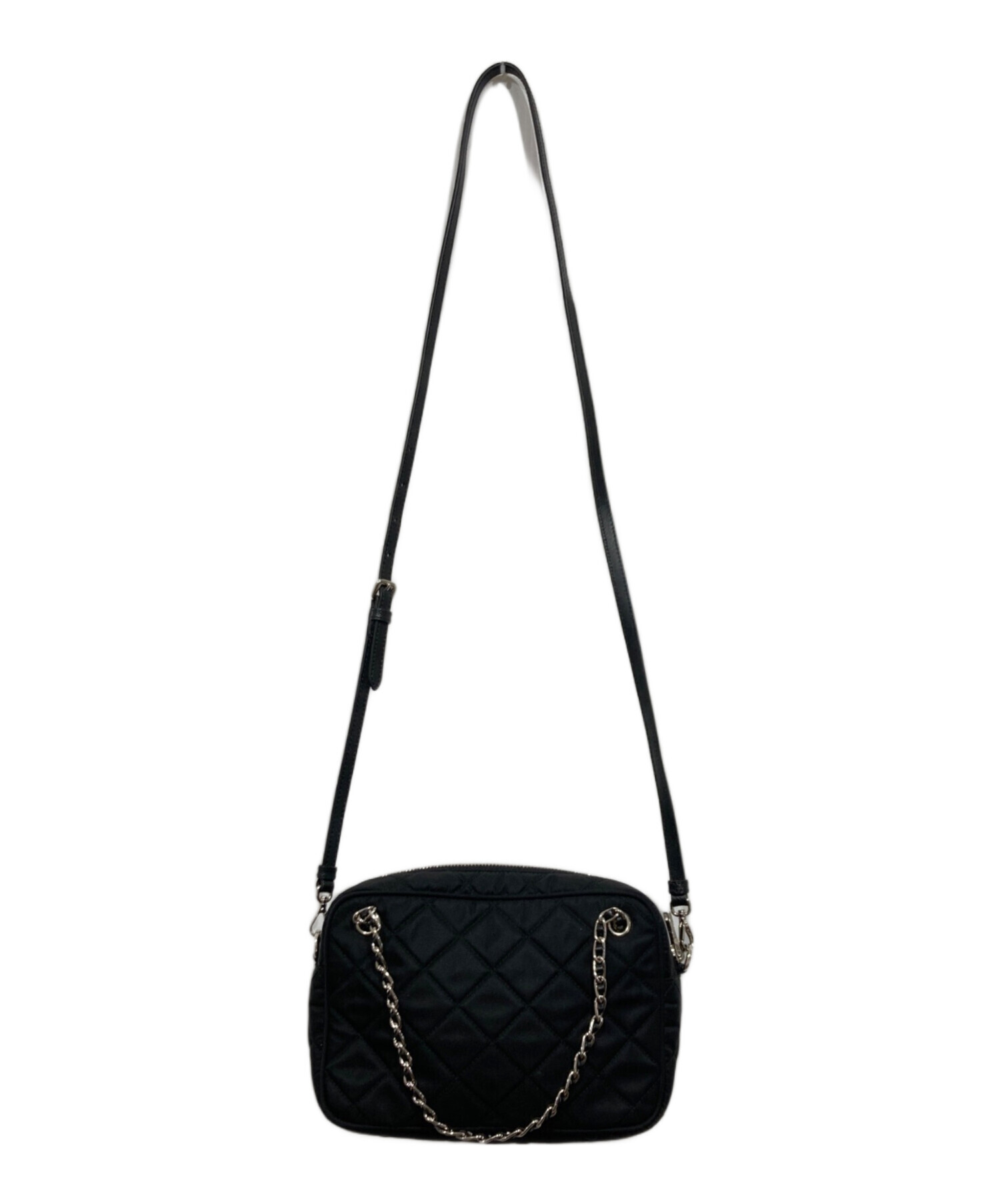 PRADA ショルダーバッグ 2way ノベルティ キルティング ブラック 中古・古着通販】PRADA (プラダ) 2WAYキルティングショルダーバッグ