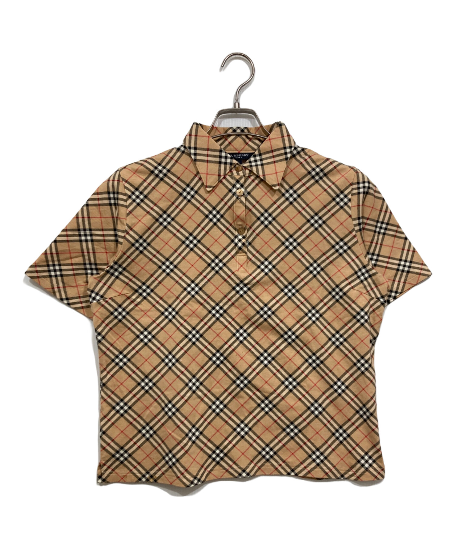 新品 BURBERRY GOLF バーバリーゴルフ ポロシャツ M バーバリー 半袖ポロシャツ 黒 胸ロゴ刺しゅう レディース M ゴルフ