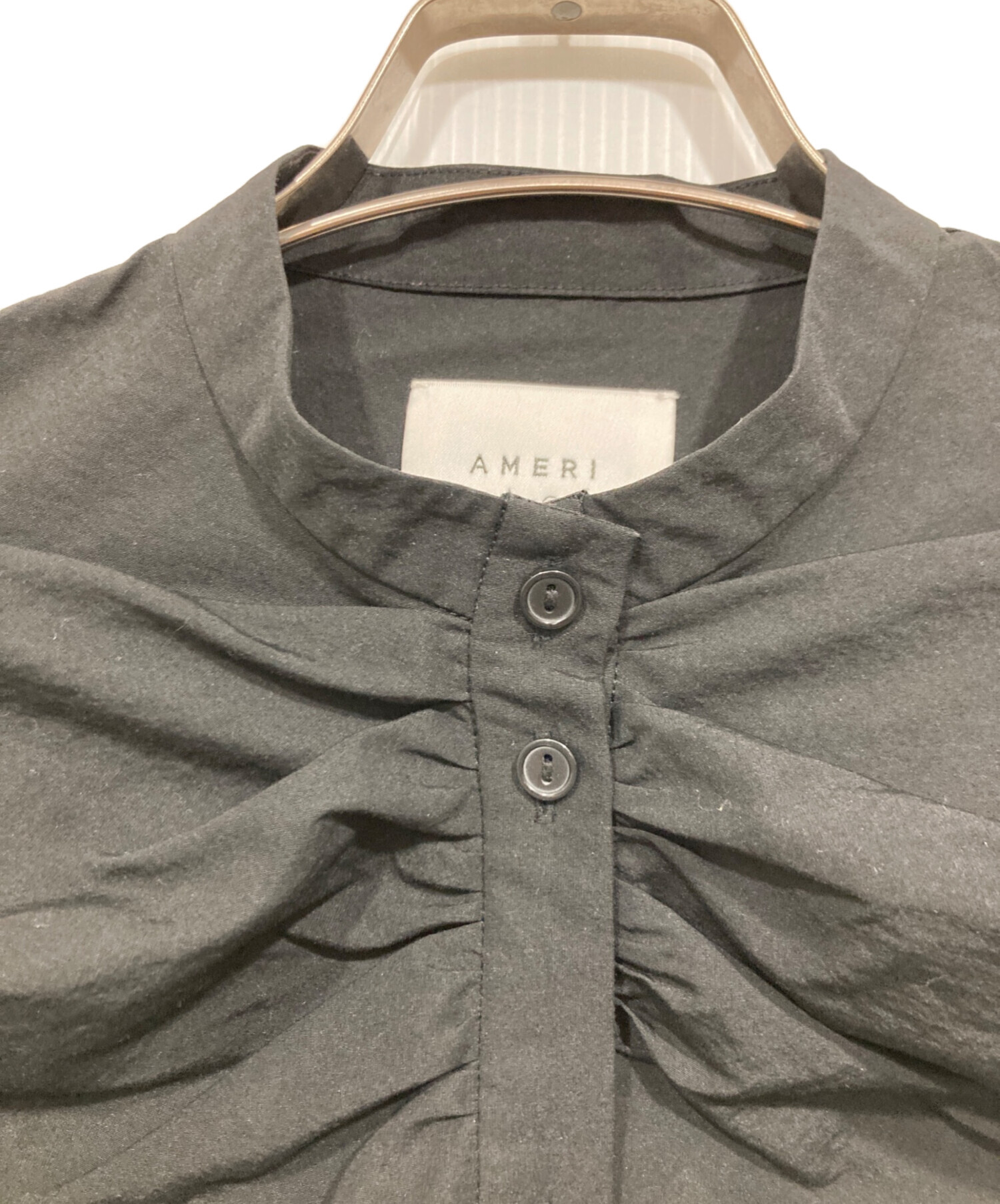 中古・古着通販】AMERI (アメリ) CROPPED BIG RIBBON SHIRT ブラック 
