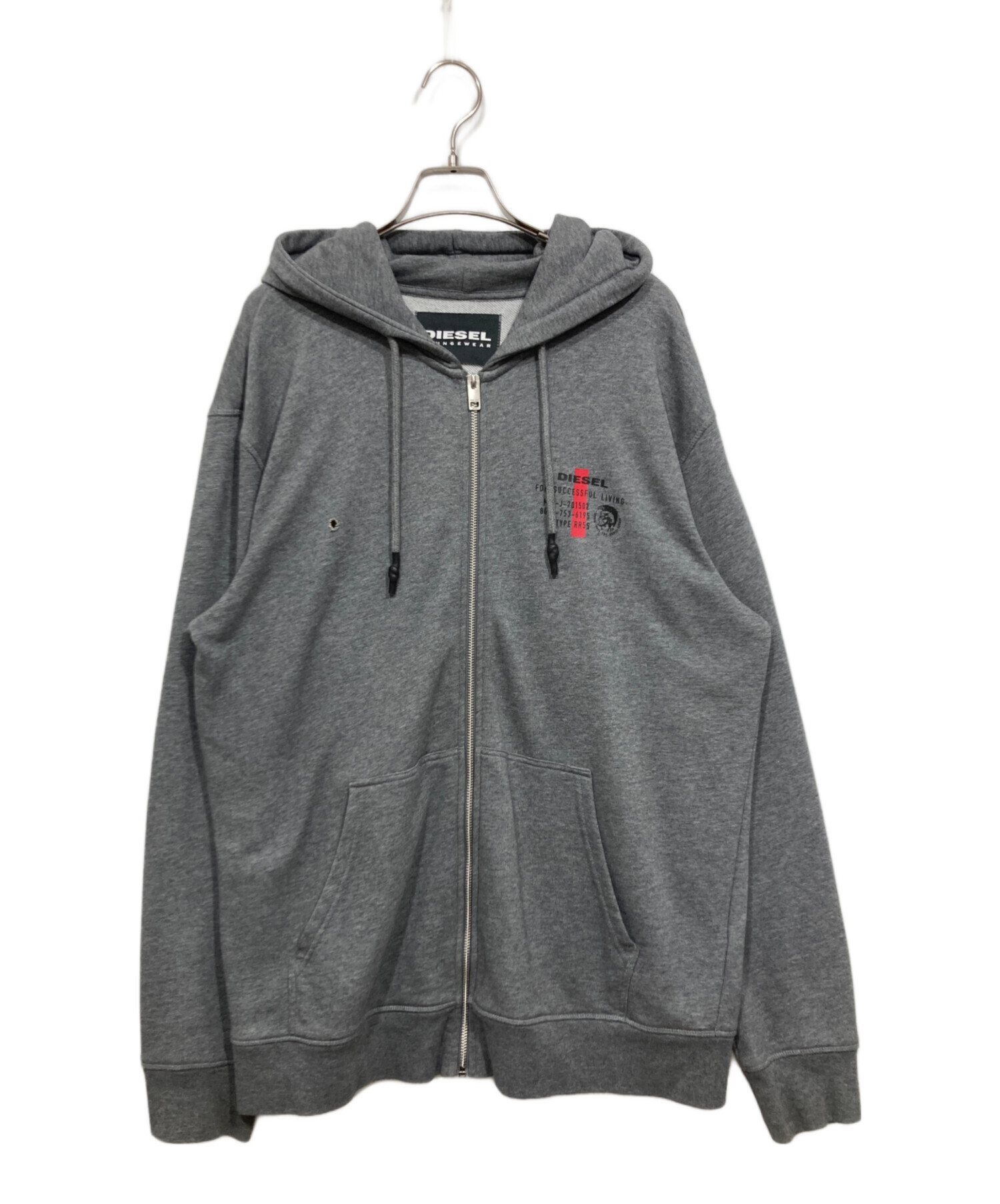 中古・古着通販】DIESEL (ディーゼル) ジップパーカー グレー サイズ