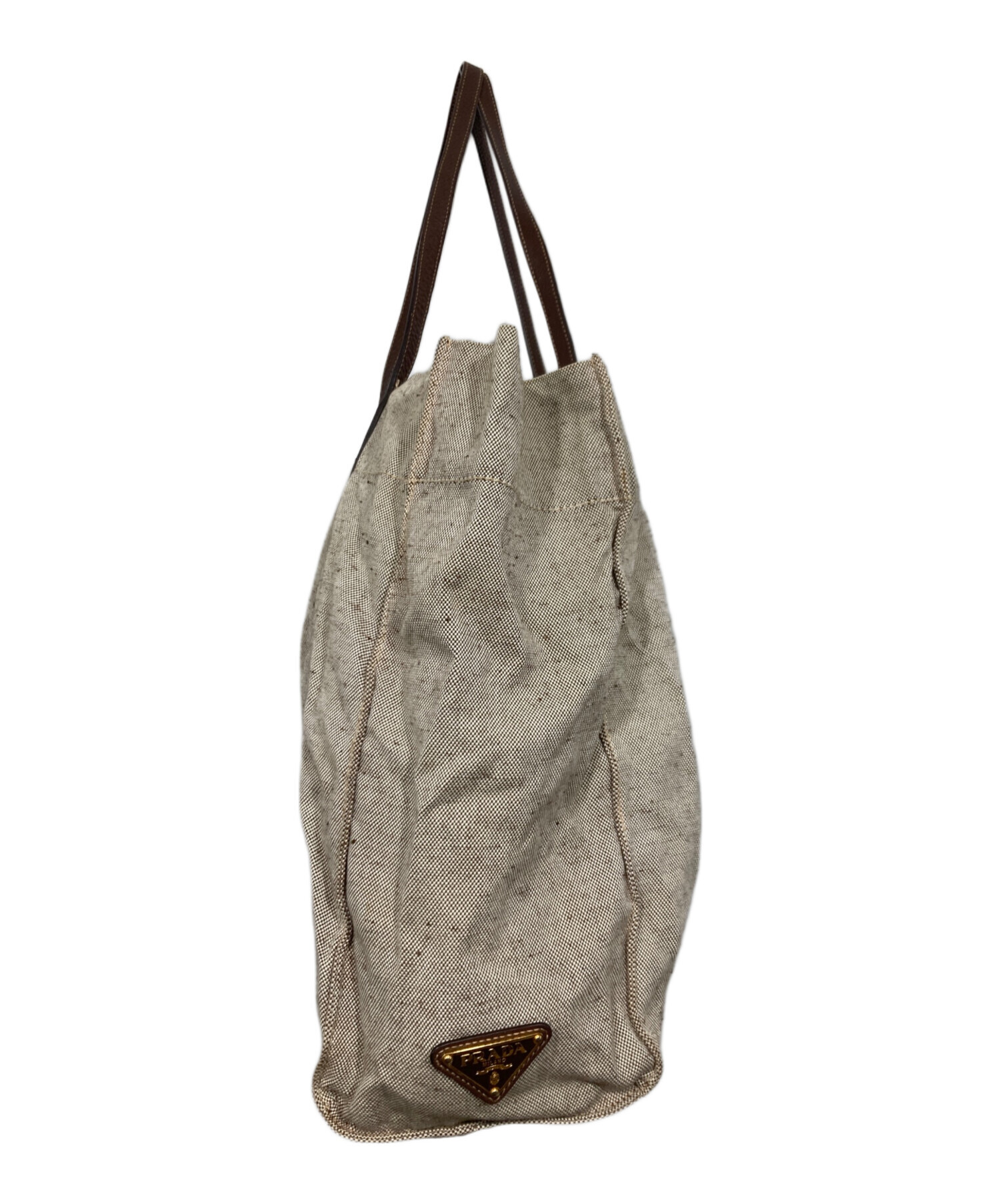 PRADA ベージュ トートバッグ 中古・古着通販】PRADA (プラダ) ロゴトートバッグ ベージュ｜ブランド