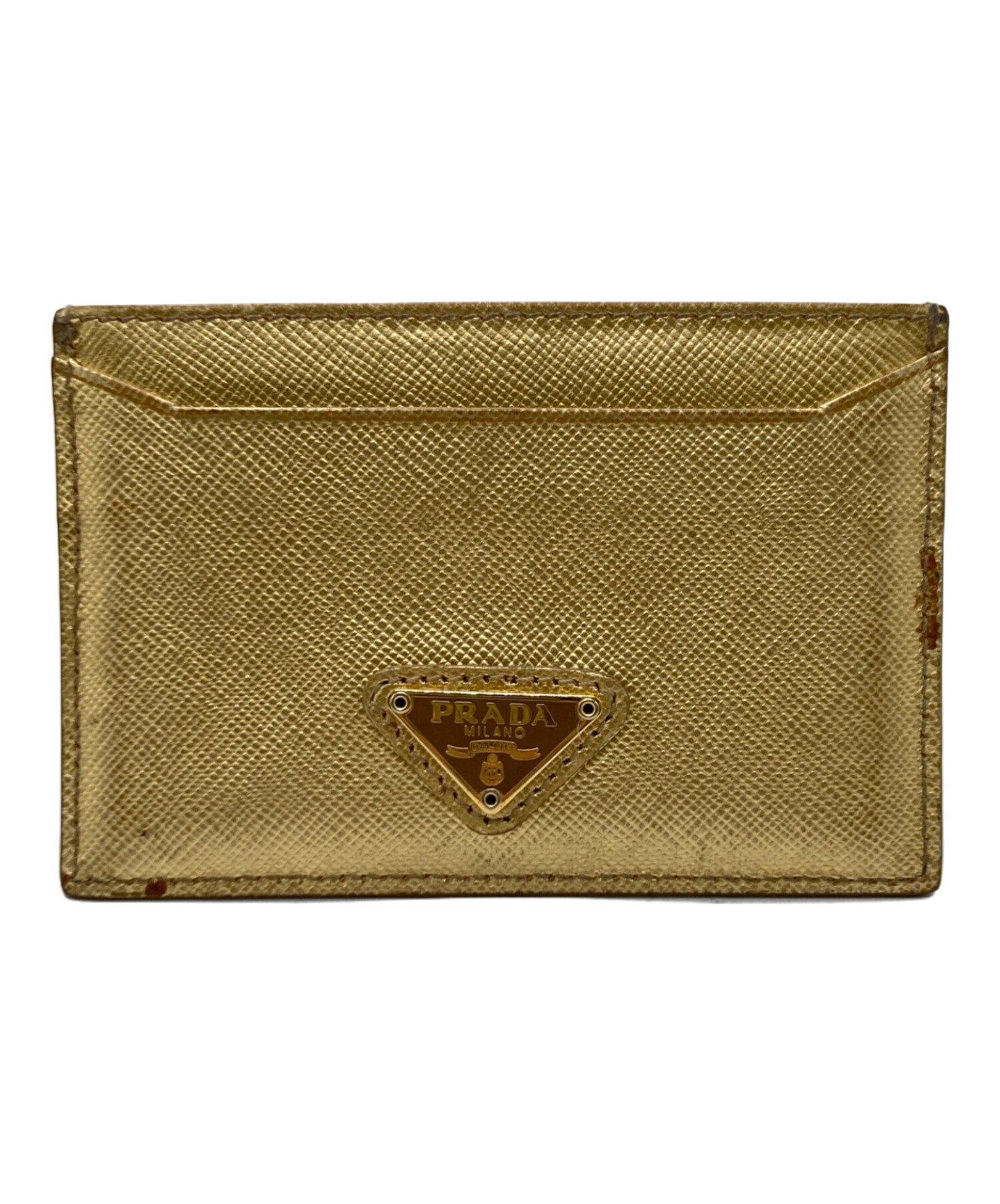中古・古着通販】PRADA (プラダ) サフィアーノカードケース ゴールド