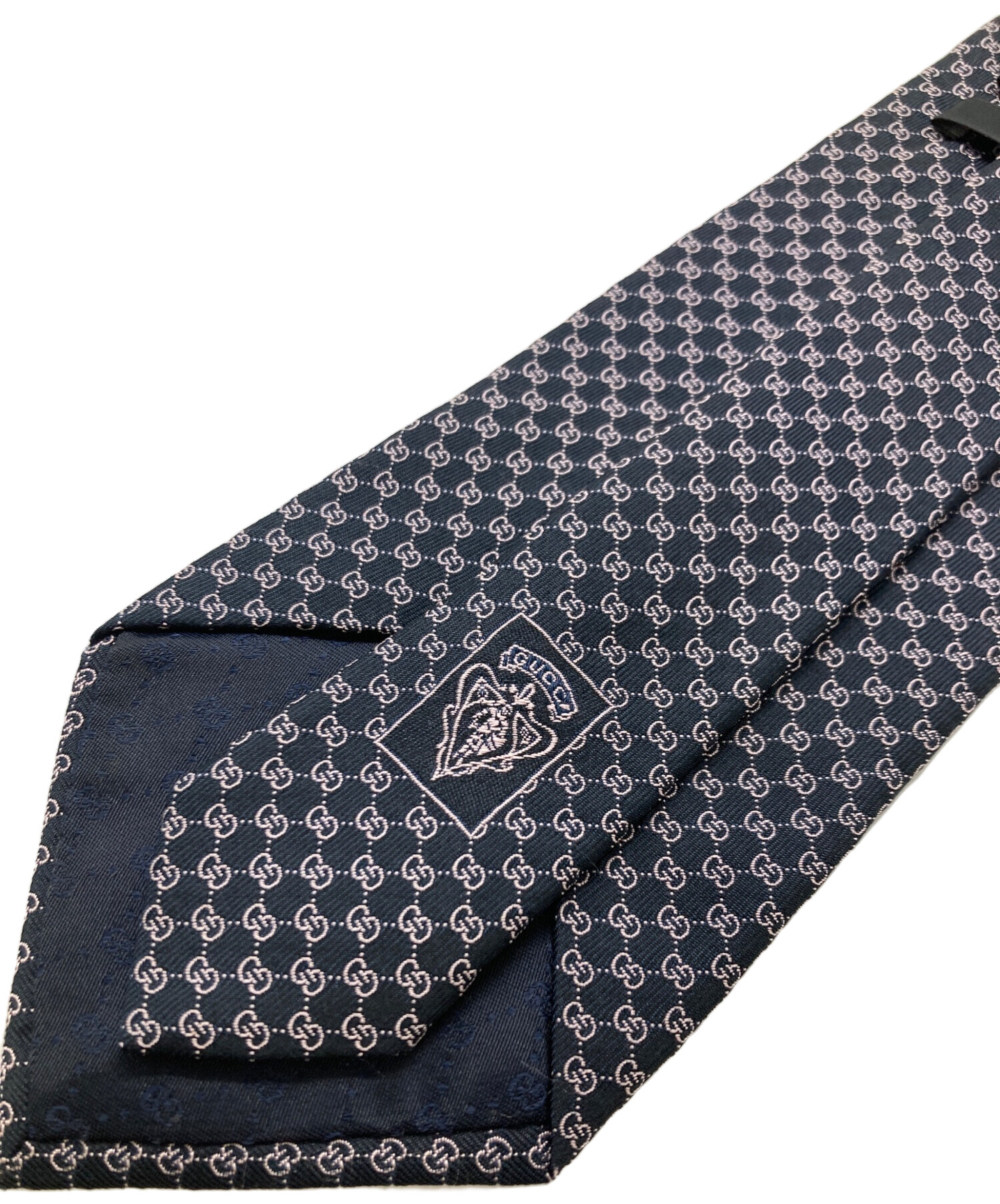 中古・古着通販】GUCCI (グッチ) GG柄ネクタイ ネイビー×ピンク サイズ