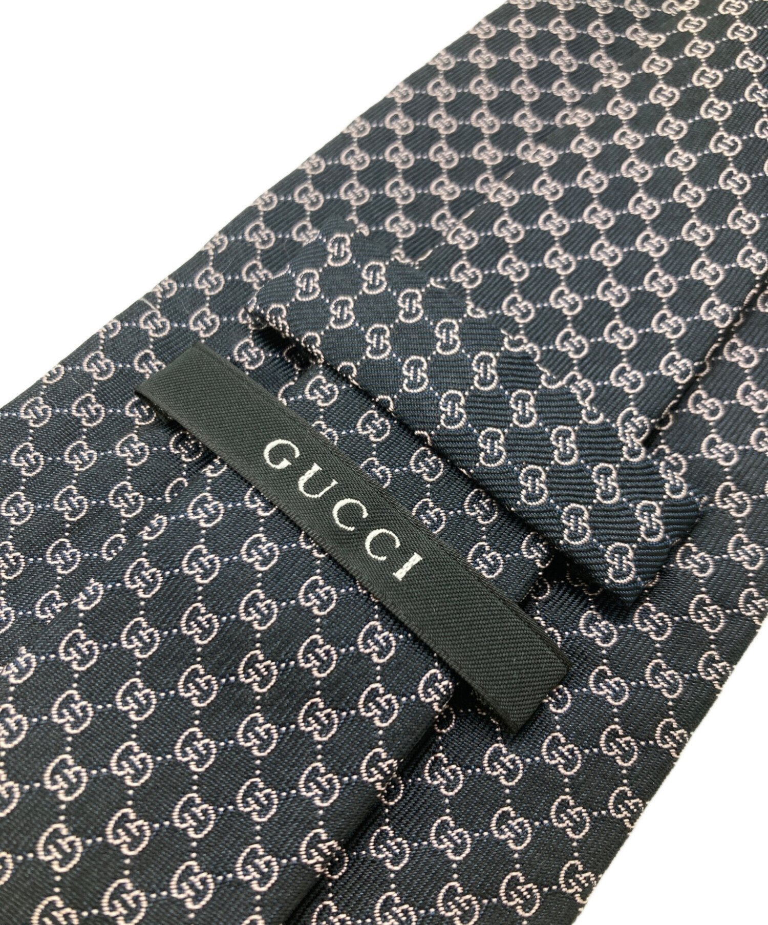 中古・古着通販】GUCCI (グッチ) GG柄ネクタイ ネイビー×ピンク サイズ