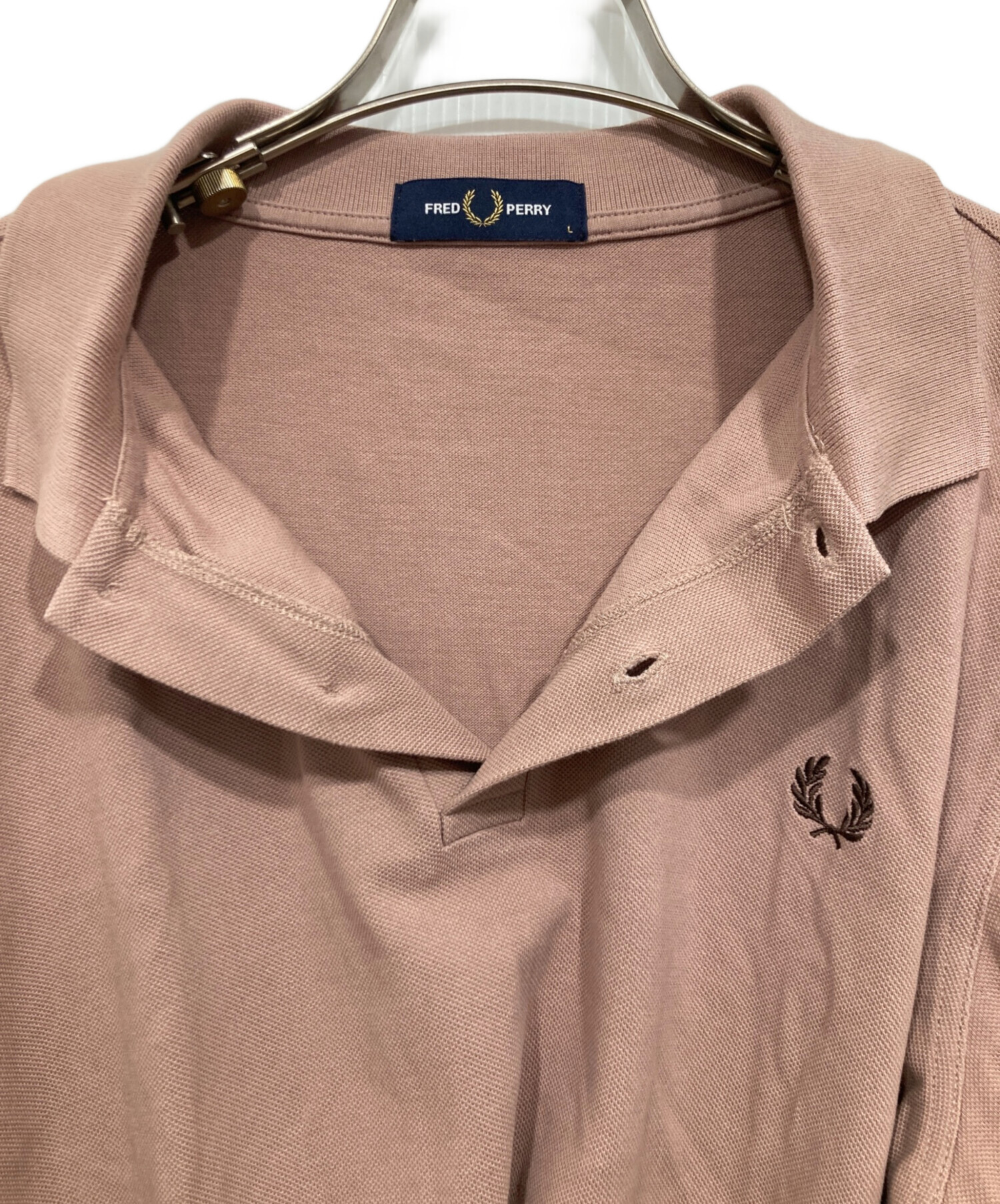 FRED PERRY ベージュ Vネック ポロシャツ L 中古・古着通販】FRED PERRY (フレッドペリー) ポロシャツ ベージュ