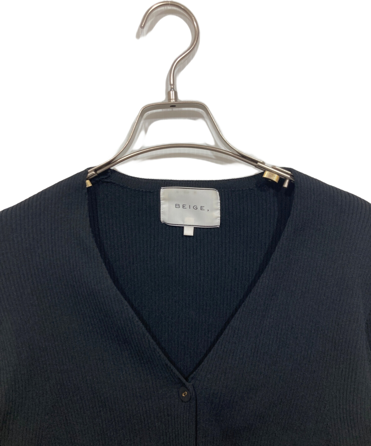 BEIGE, ベイジ カーディガン M 黒 【古着】【中古】【送料無料】 中古・古着通販】BEIGE (ベイジ) リブニットカーディガン ブラック
