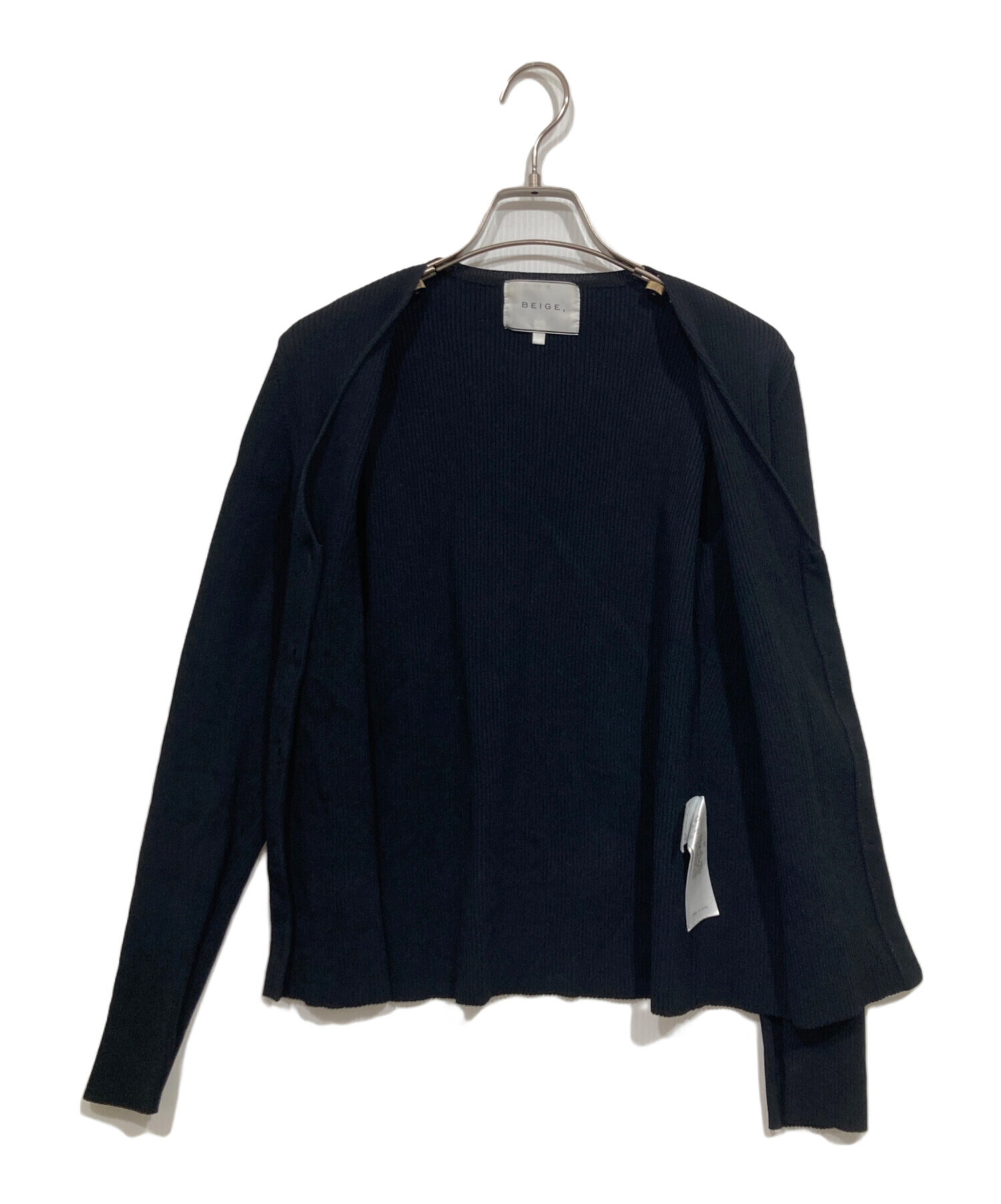 BEIGE, ベイジ カーディガン M 黒 【古着】【中古】【送料無料】 中古・古着通販】BEIGE (ベイジ) リブニットカーディガン ブラック