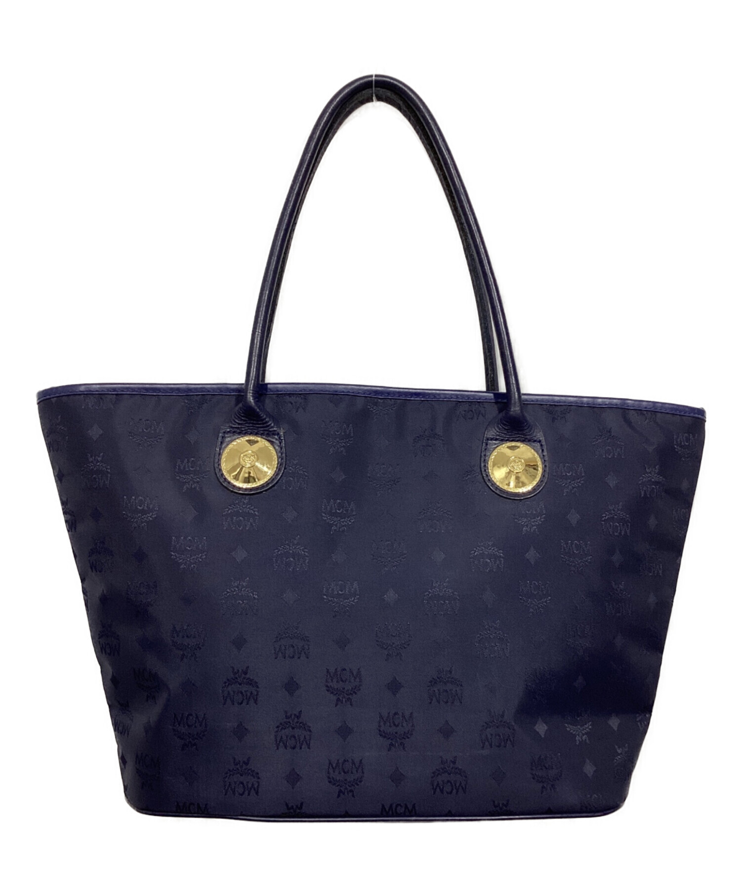 (値段交渉有)MCM トートバッグ 中古・古着通販】MCM (エムシーエム) ナイロントートバッグ ネイビー