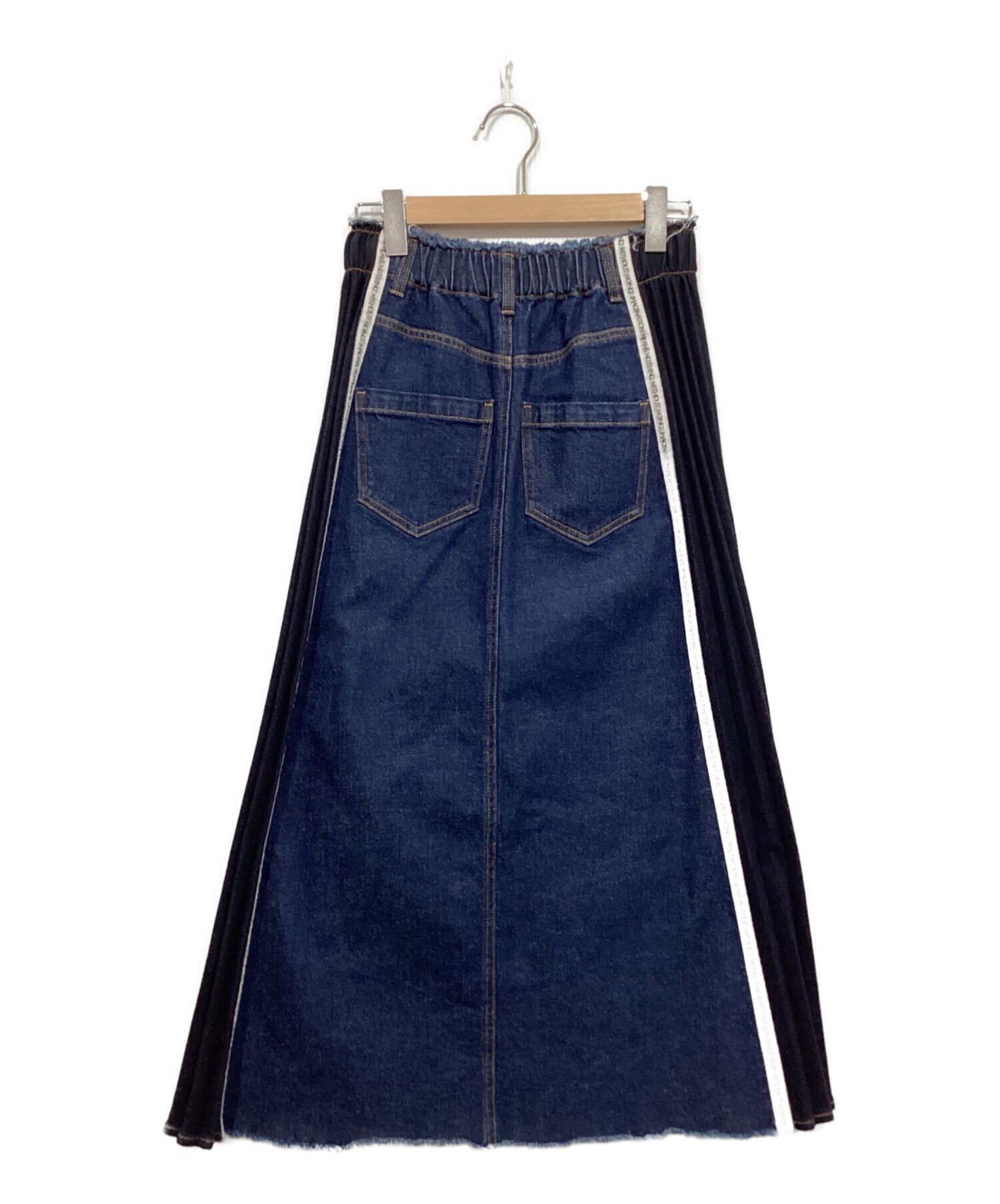 中古・古着通販】Ameri (アメリ) SIDE PLEATS DENIM SKIRT/デニム