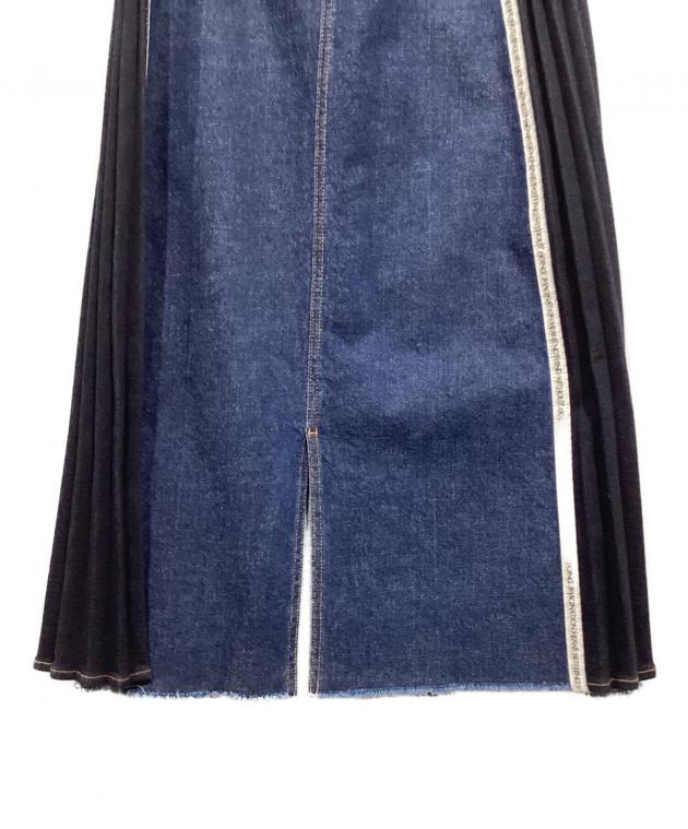 中古・古着通販】Ameri (アメリ) SIDE PLEATS DENIM SKIRT/デニム