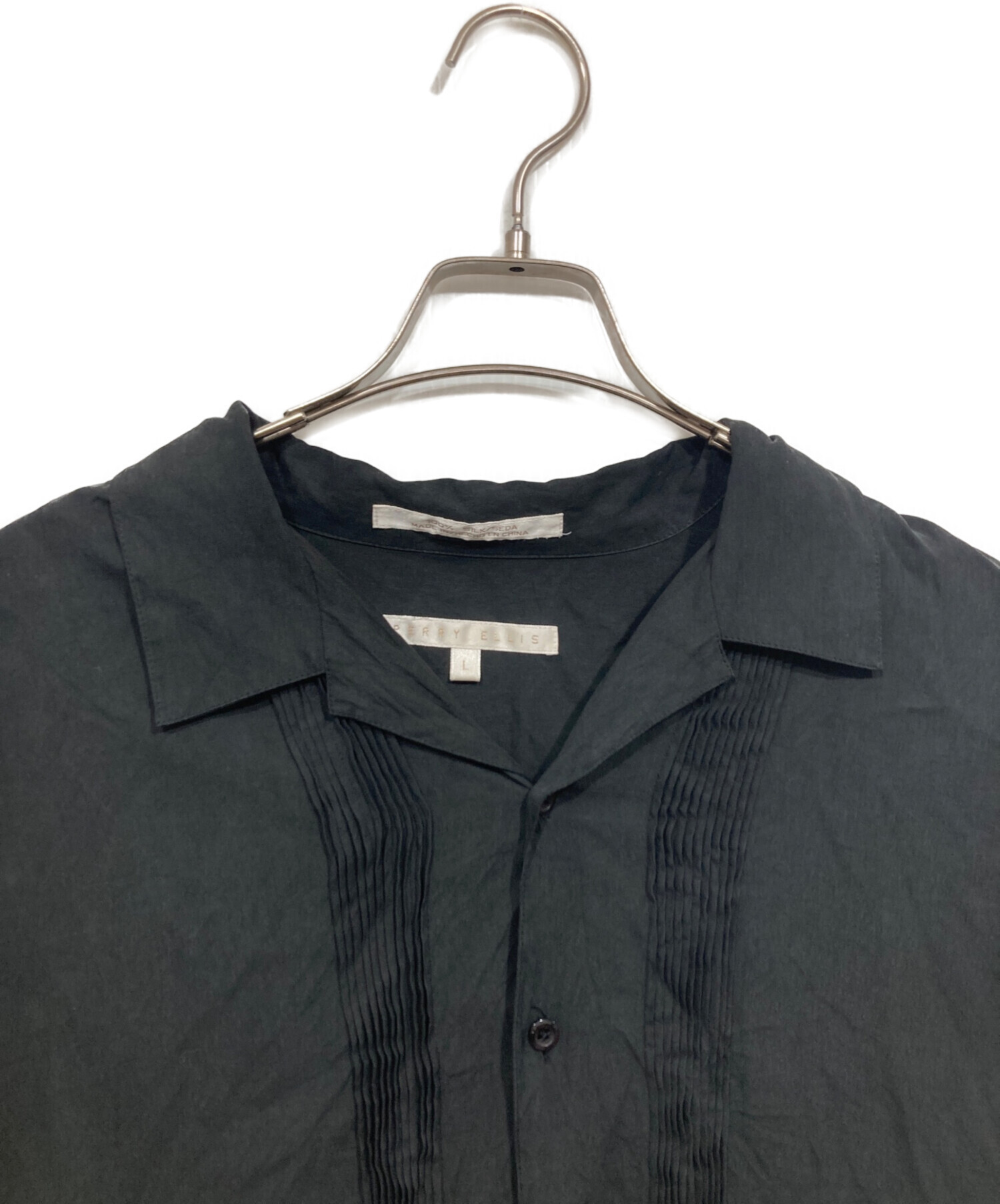 中古・古着通販】PERRY ELLIS (ペリーエリス) シルクシャツ ブラック