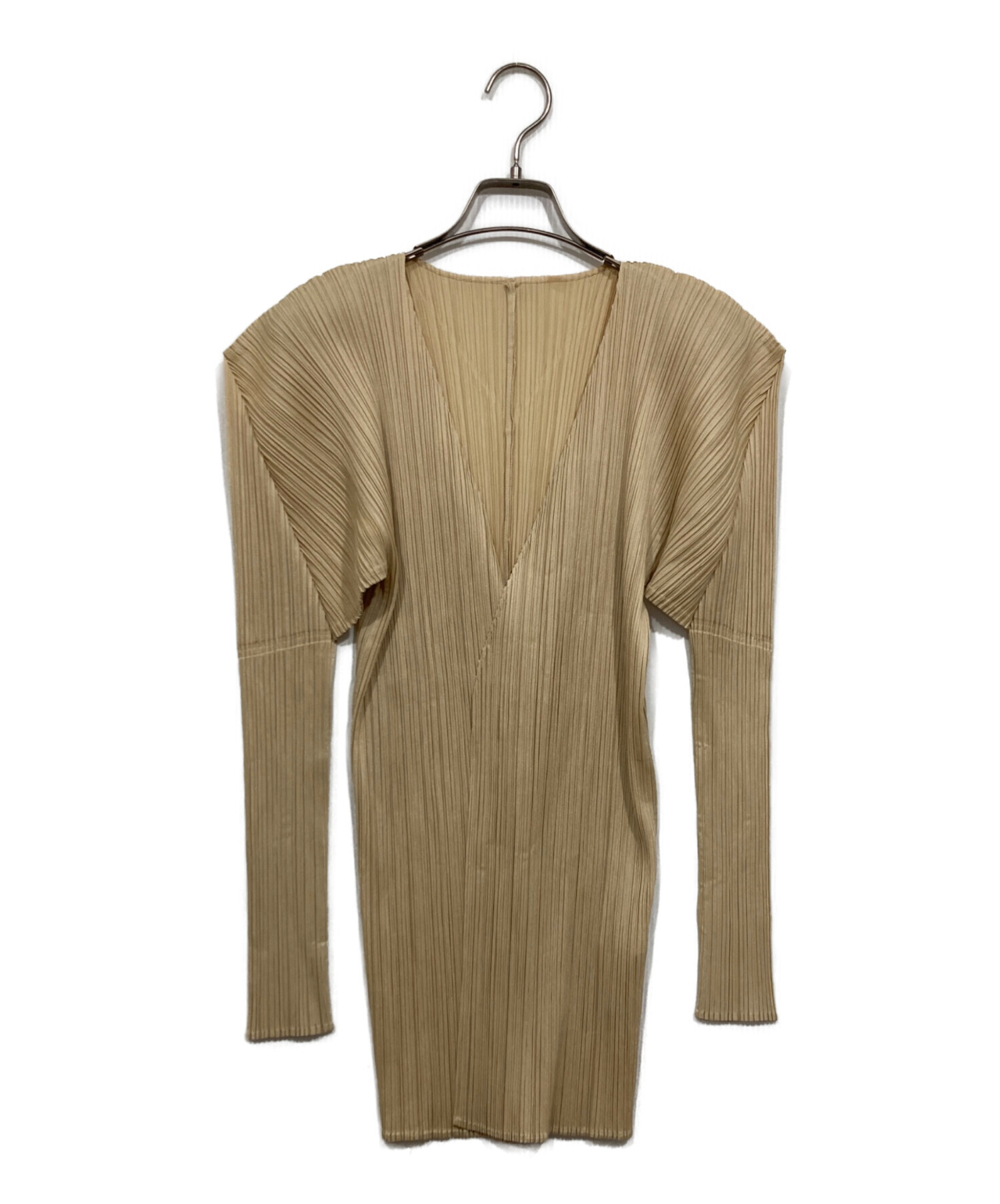 PLEATS PLEASE カーディガン ベージュ 中古・古着通販】PLEATS PLEASE (プリーツプリーズ) プリーツ