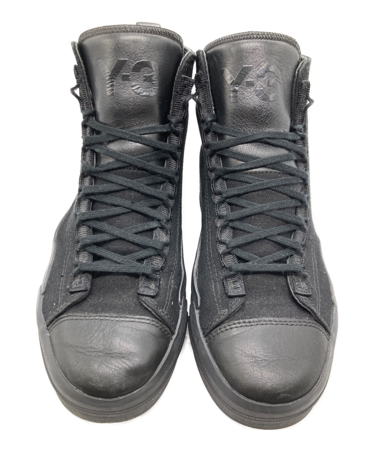 Y-3 ハイカットスニーカー ブラック/グレー 中古・古着通販】Y-3 (ワイスリー) ロゴハイカットスニーカー ブラック