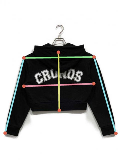 【最終価格】CRONOS ブラック クロップドパーカー　 サイズ38 中古・古着通販】CRONOS (クロノス) クロップドジップパーカー