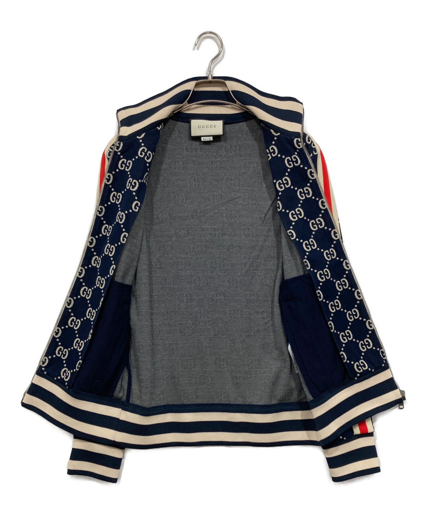GUCCI ネイビーチェックジャケット 中古・古着通販】GUCCI (グッチ) GGジャガードコットンジャケット