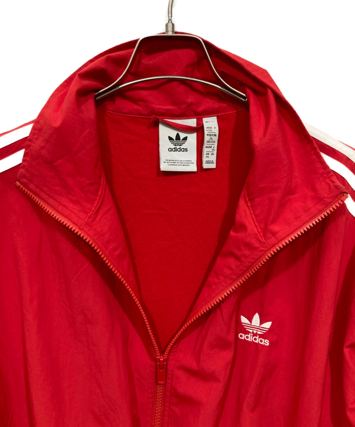 良品adidasアディダストラックジャケットファイヤーバード刺繍ロゴレッド2XL 中古・古着通販】adidas (アディダス) ファイヤーバード トラック