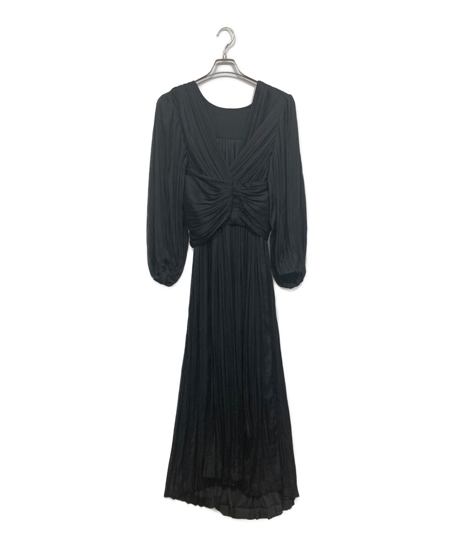 中古・古着通販】L'AUBE (ローブ) Flare pleats Dress ブラック サイズ