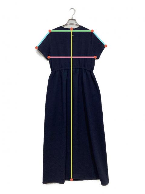（新品未使用）ミズイロインド　ネイビー半袖ワンピース 中古・古着通販】mizuiro-ind (ミズイロインド) ウエストギャザー半袖