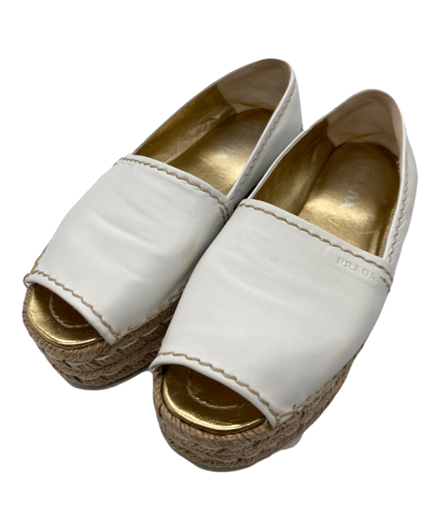 中古・古着通販】PRADA (プラダ) ウェッジソールサンダル ホワイト