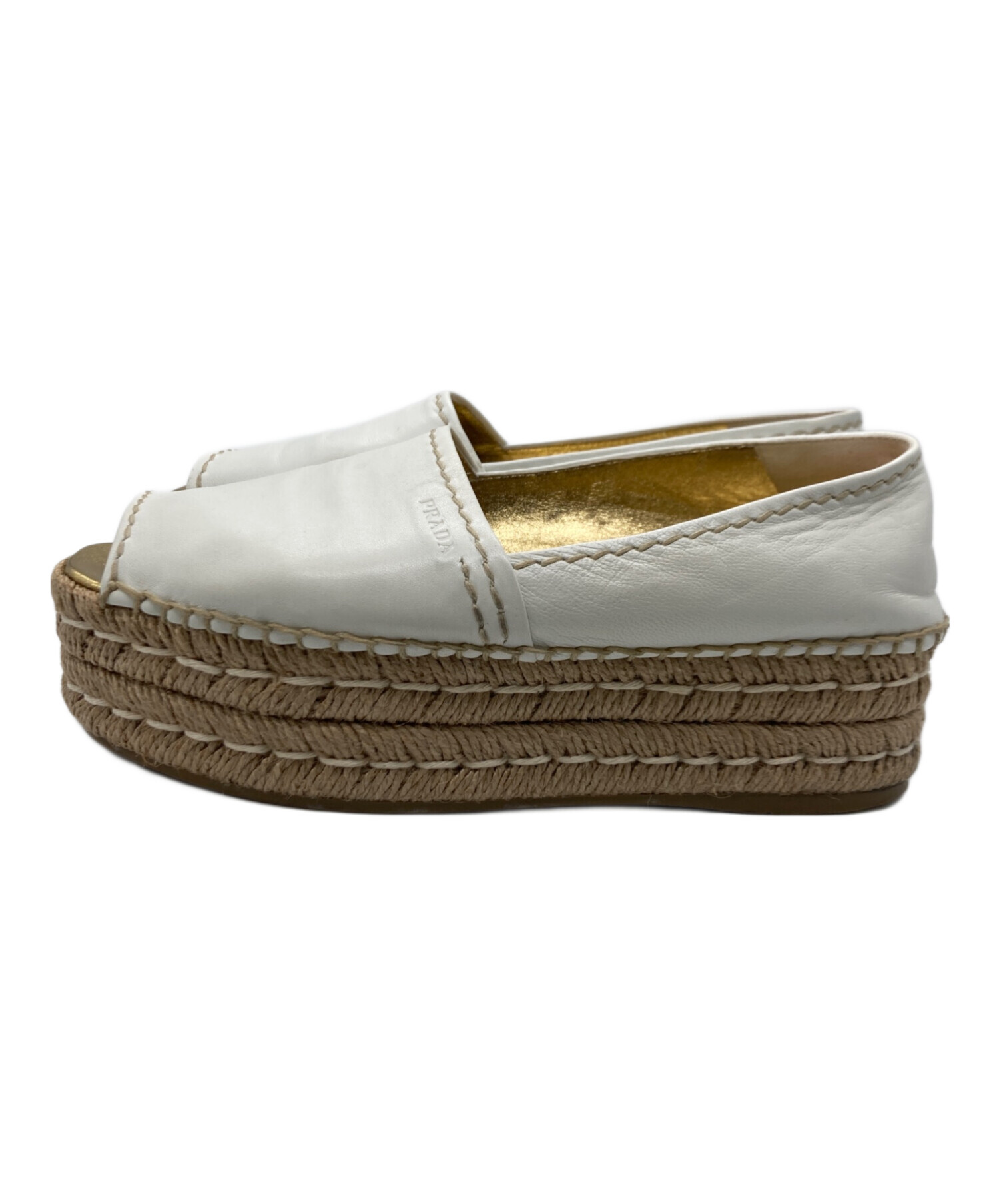 中古・古着通販】PRADA (プラダ) ウェッジソールサンダル ホワイト